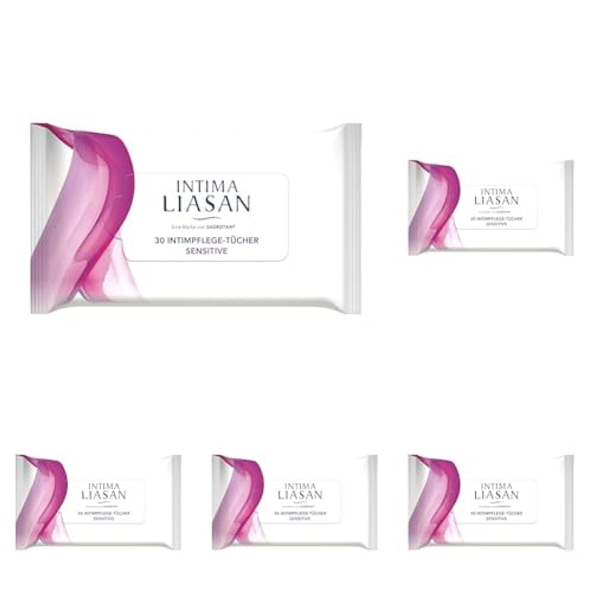Intima Liasan by Sagrotan Intieme verzorgingsdoekjes, gevoelig, zeepvrij en alcoholvrij, 30 stuks (verpakking van 5) – MAKJUNS