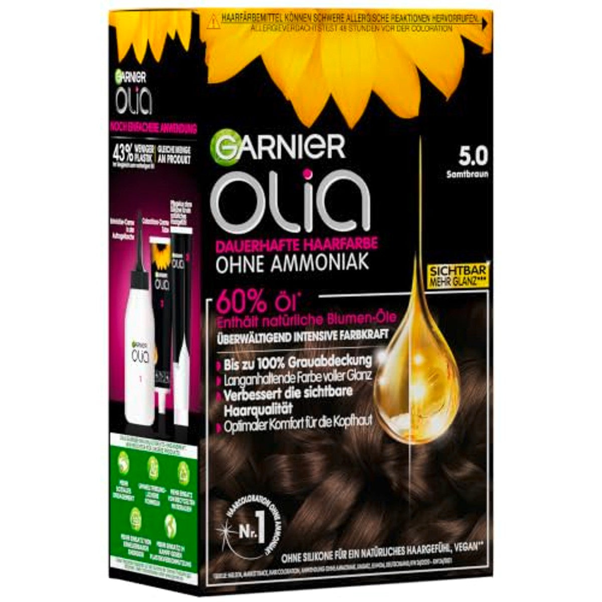 Garnier Olia 5.0 Fluweelbruin Haarverf 3 x 1 stuk – Garnier