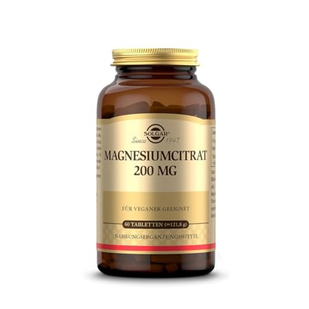 SOLGAR Magnesiumcitraat 200 mg | Voor energie, psyche en spieren | Hoge biologische beschikbaarheid | 60 veganistische tabletten – SOLGAR