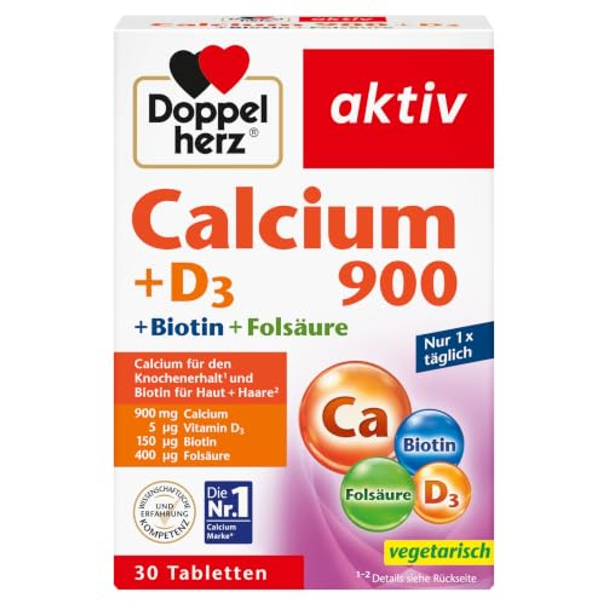 Doppelherz Calcium 900 + D3 + Biotine 30 Tabletten - 6-pack