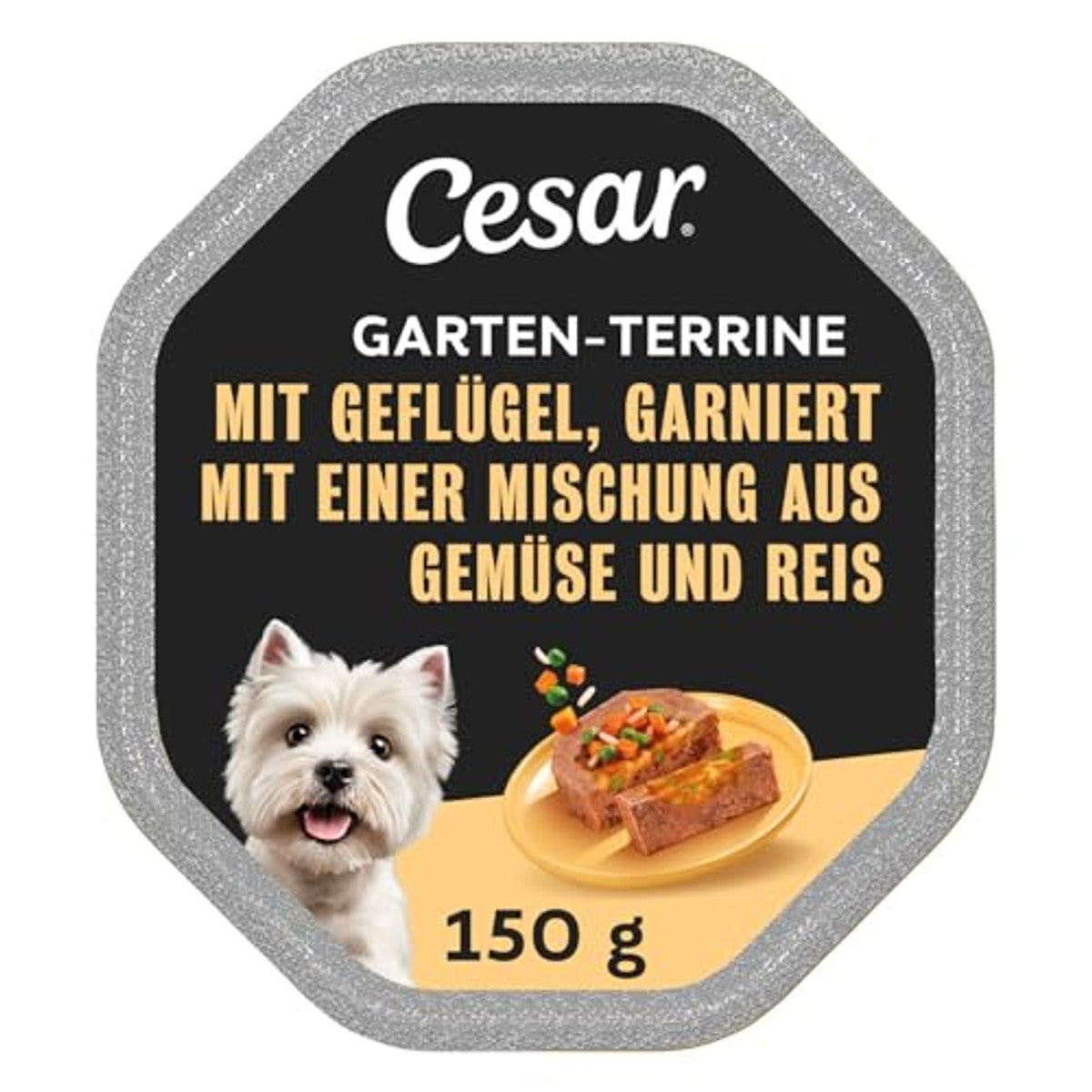 Cesar Tuinterrine hondenvoer gevogelte, groenten en rijst 14 x 150 g - 6-pack