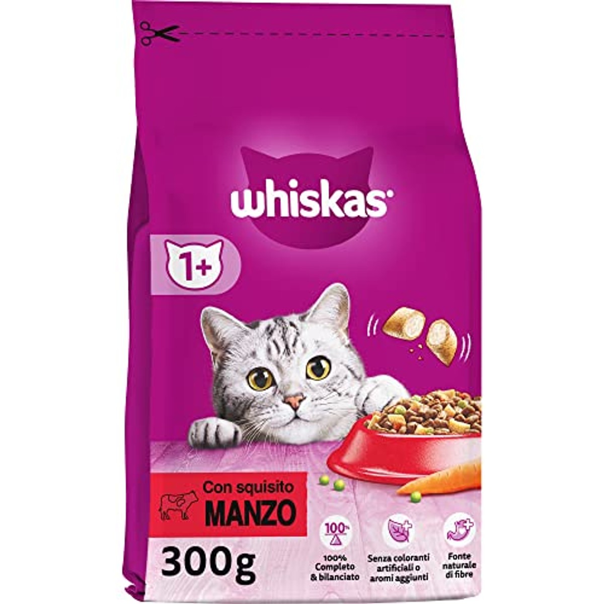 Whiskas Adult 1+ droogvoer kat rundvlees 14 x 300 g - 3-pack