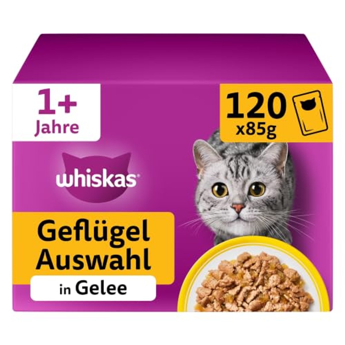 Whiskas natvoer kattenvoer gevogelte selectie 120 x 85 g - 3-pack