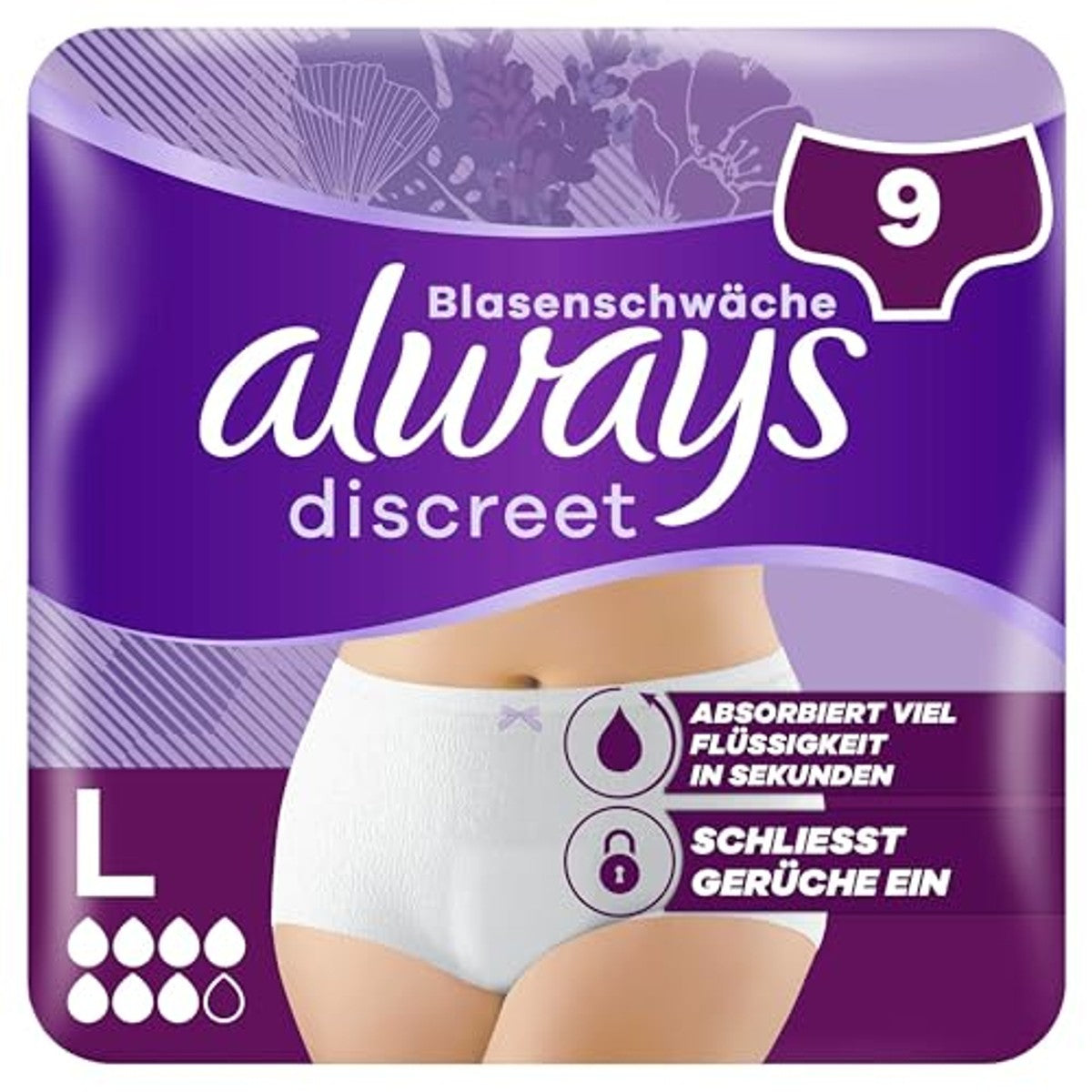 Always Discreet Incontinentie Slipje Plus voor Vrouwen L, 9 Slipjes – Always Discreet