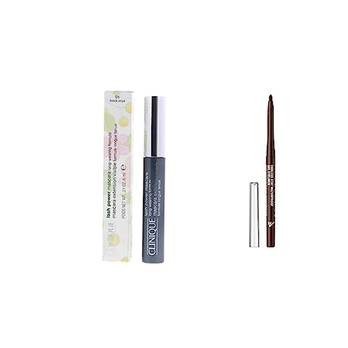 Clinique Lash Power Mascara Long- Wearing Formula & Manhattan Endless Stay Waterproof Gel Eyeliner - Bruine r met draaibare Vulling zonder slijpen - Kleur Rich Brown 001 - 1 x 2,6 g