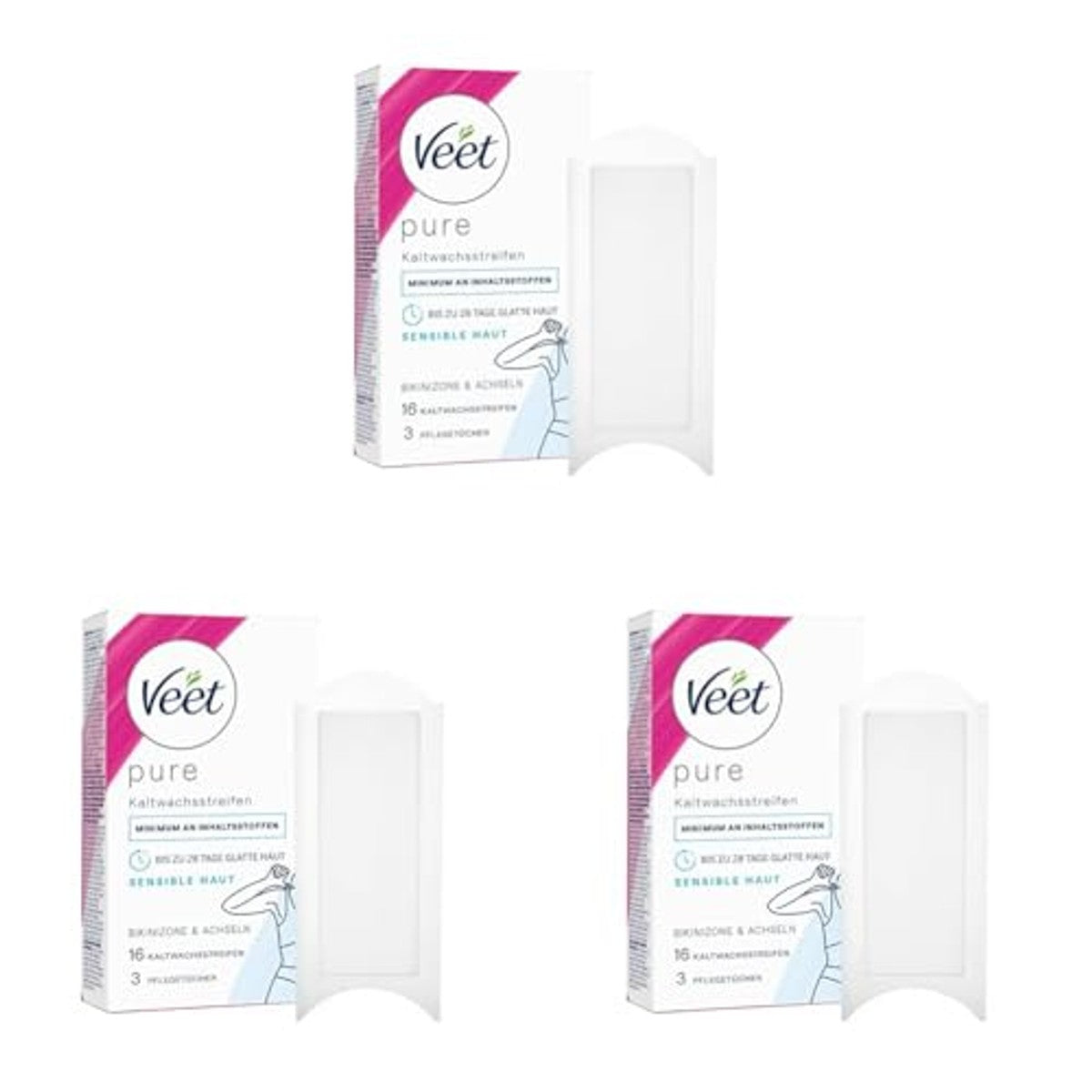 Veet Pure koude waxstrips bikinizone & oksels 16 strips (3-pack) – Veet