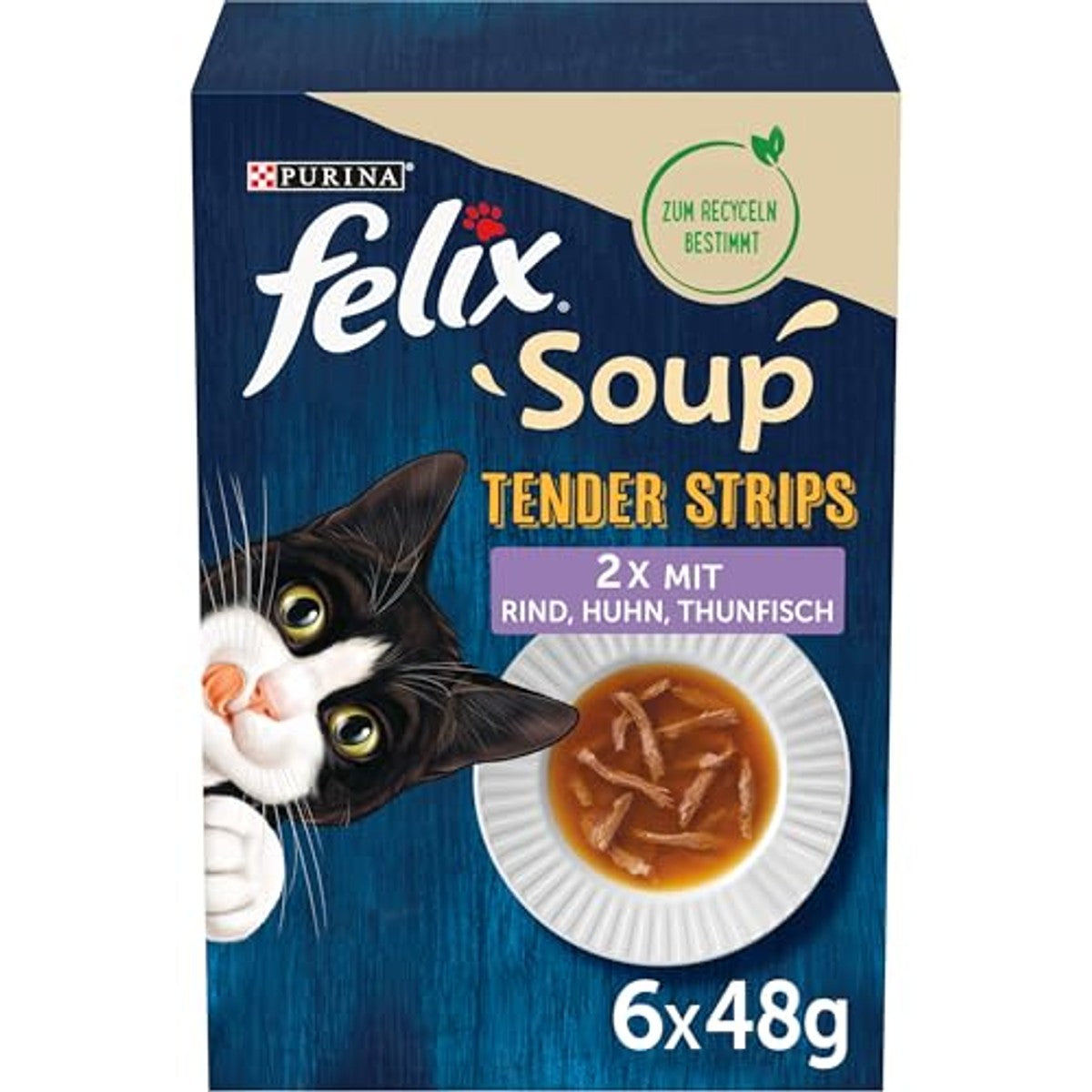 Felix Soup Tender Strips Gemengde Variëteit 6 x 48 stuks - Voordeelverpakking