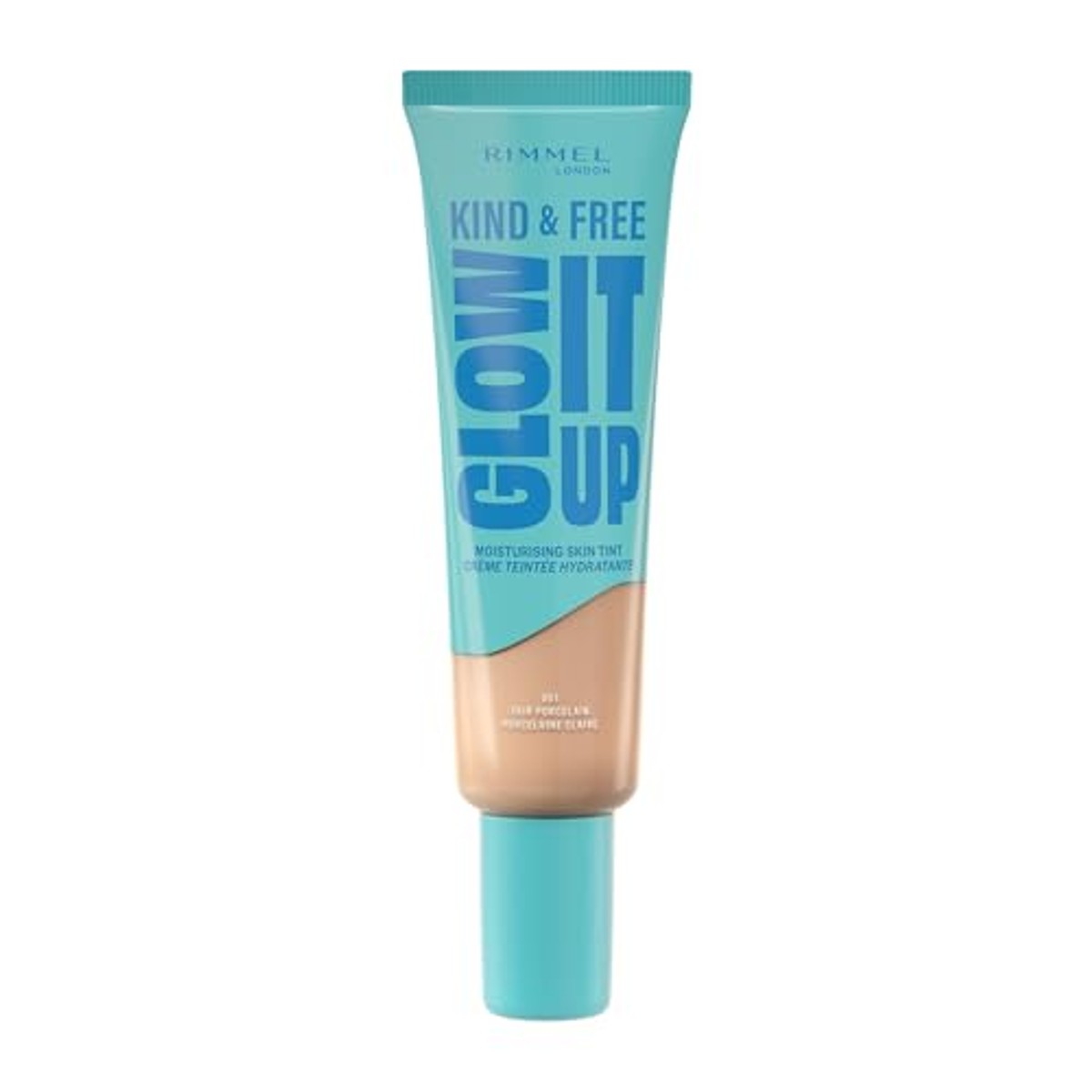 Rimmel London Kind & Free Glow It Up Moisturizing Foundation, 001, Fair Porcelain, kalmeert de gevoelige huid, gezonde en stralende teint, hydrateert de hele dag, 30 ml – Rimmel London