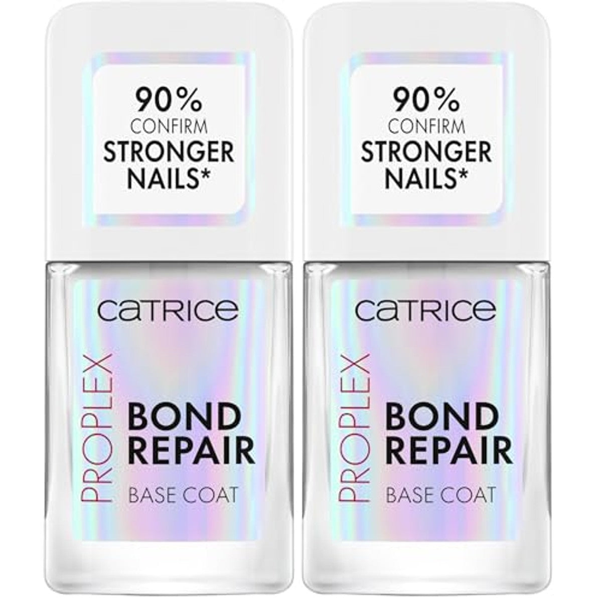 Catrice ProPlex Bond Repair Base Coat Nagelbalsem, nr. 010, transparant, langdurig, versterkend, natuurlijk, acetonvrij, veganistisch, zonder microplasticdeeltjes, zonder parfum, verpakking van 2 – Catrice Cosmetics
