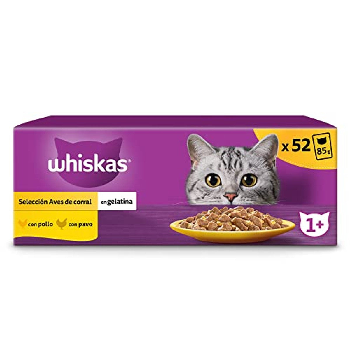 Whiskas natvoer kattenvoer in gelei vogelkeuze 52 x 85 g - 3-pack