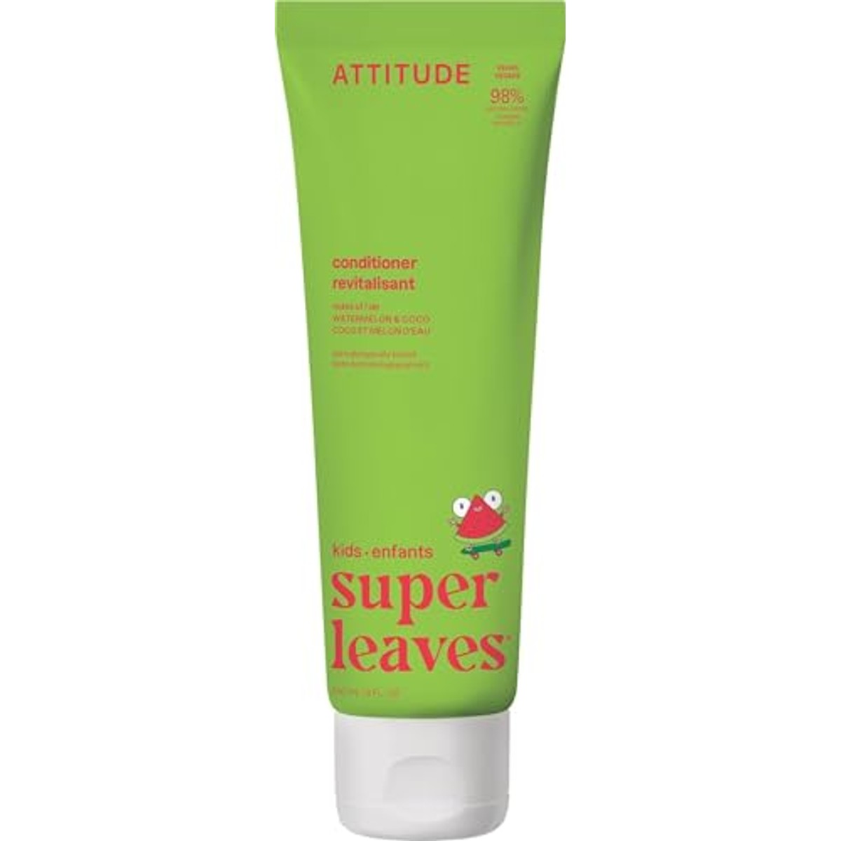 ATTITUDE Natuurlijke conditioner voor kinderen, hypoallergeen, veganistisch, plantaardig en mineraal, veganistisch en dierproefvrij, watermeloen en kokosnoot, 200 ml – ATTITUDE