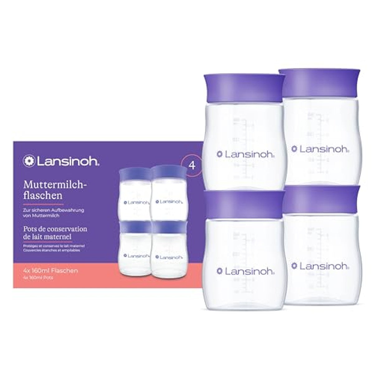 Lansinoh Moedermelkflessen 160 ml 4 stuks - 6-pack