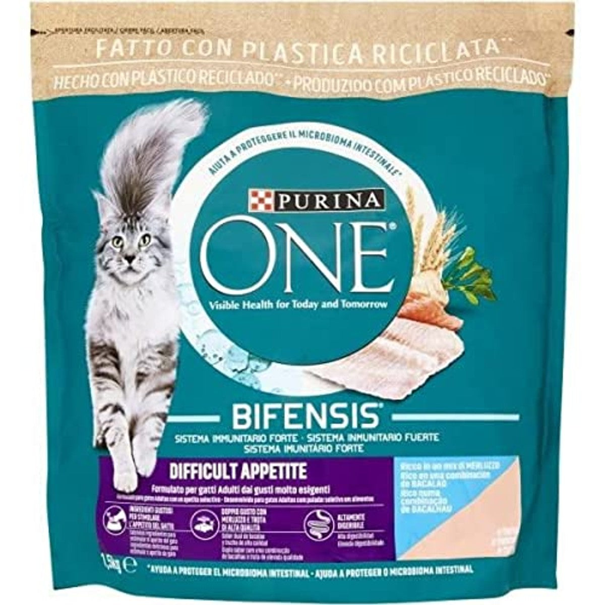 Purina One Bifensis droogvoer kat kabeljauw en forel 1,5 kg - 6-pack