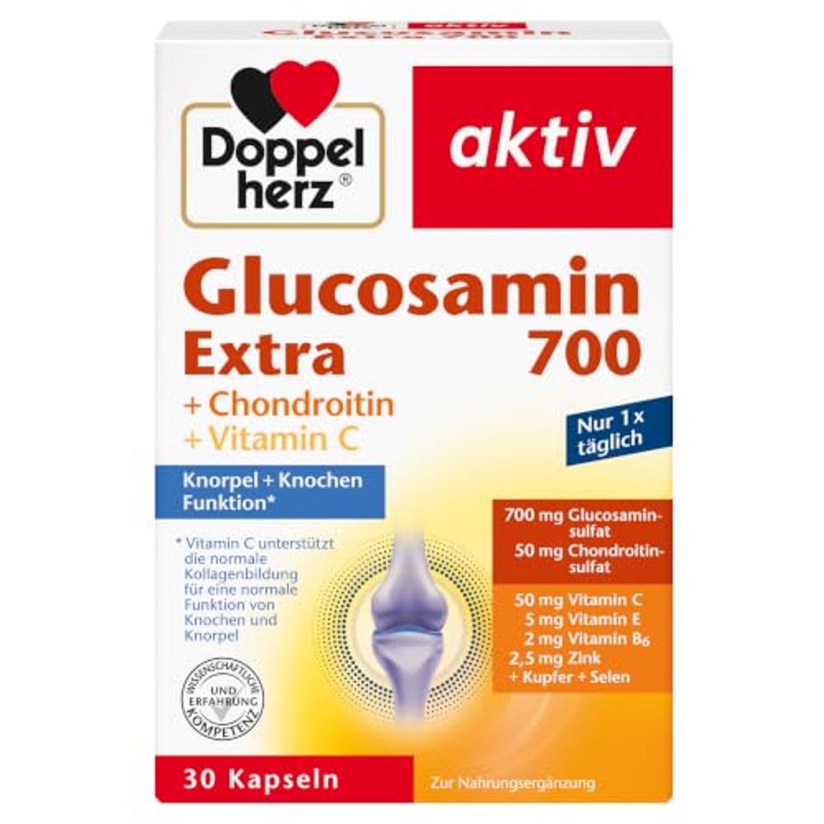 Doppelherz Glucosamine 700 Extra met Chondroïtine en Vitamine C 1 x 30 Capsules - 3-pack