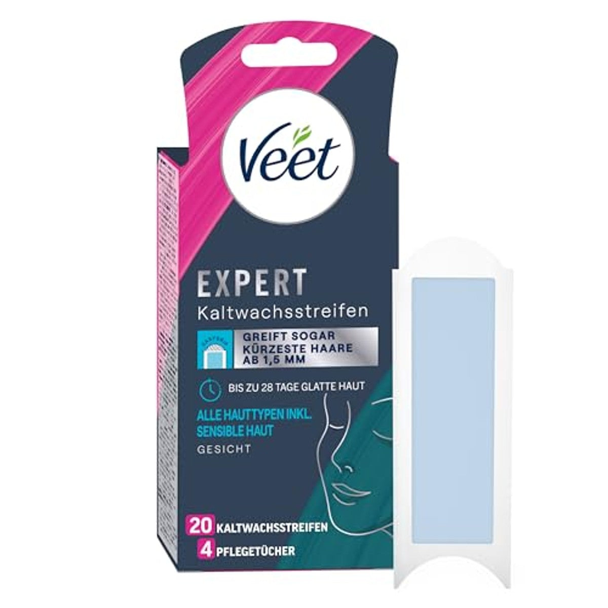 Veet Expert koudwasstrips gezicht gevoelige huid, 20 strips - 6-pack