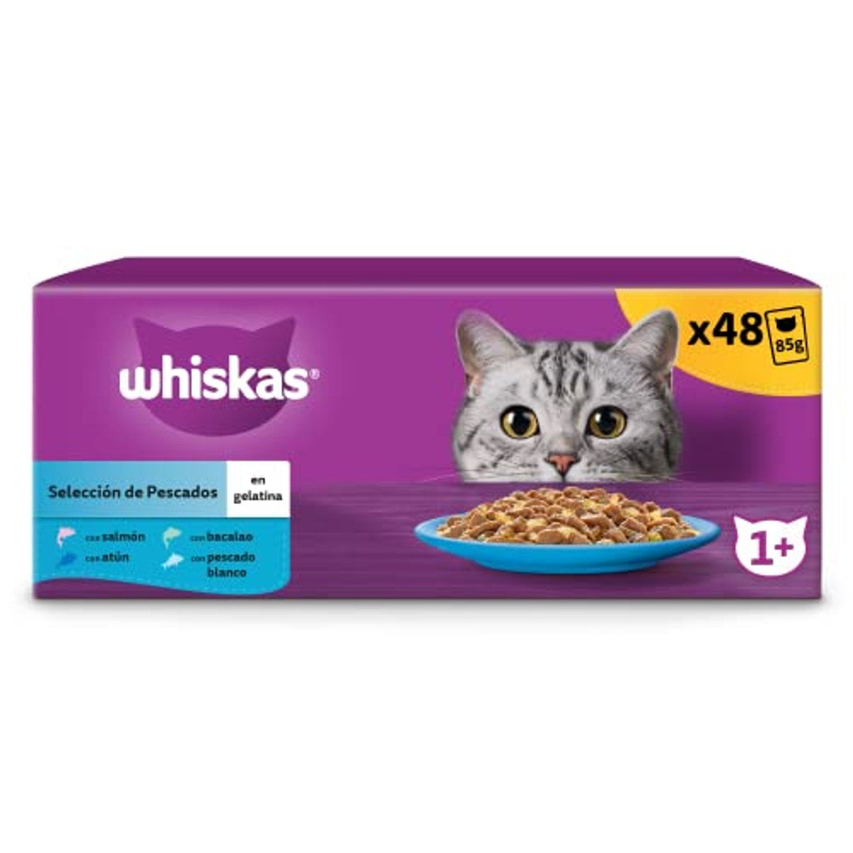 Whiskas natvoer kattenvoer visselectie in gelei 48 x 85 g - 3-pack