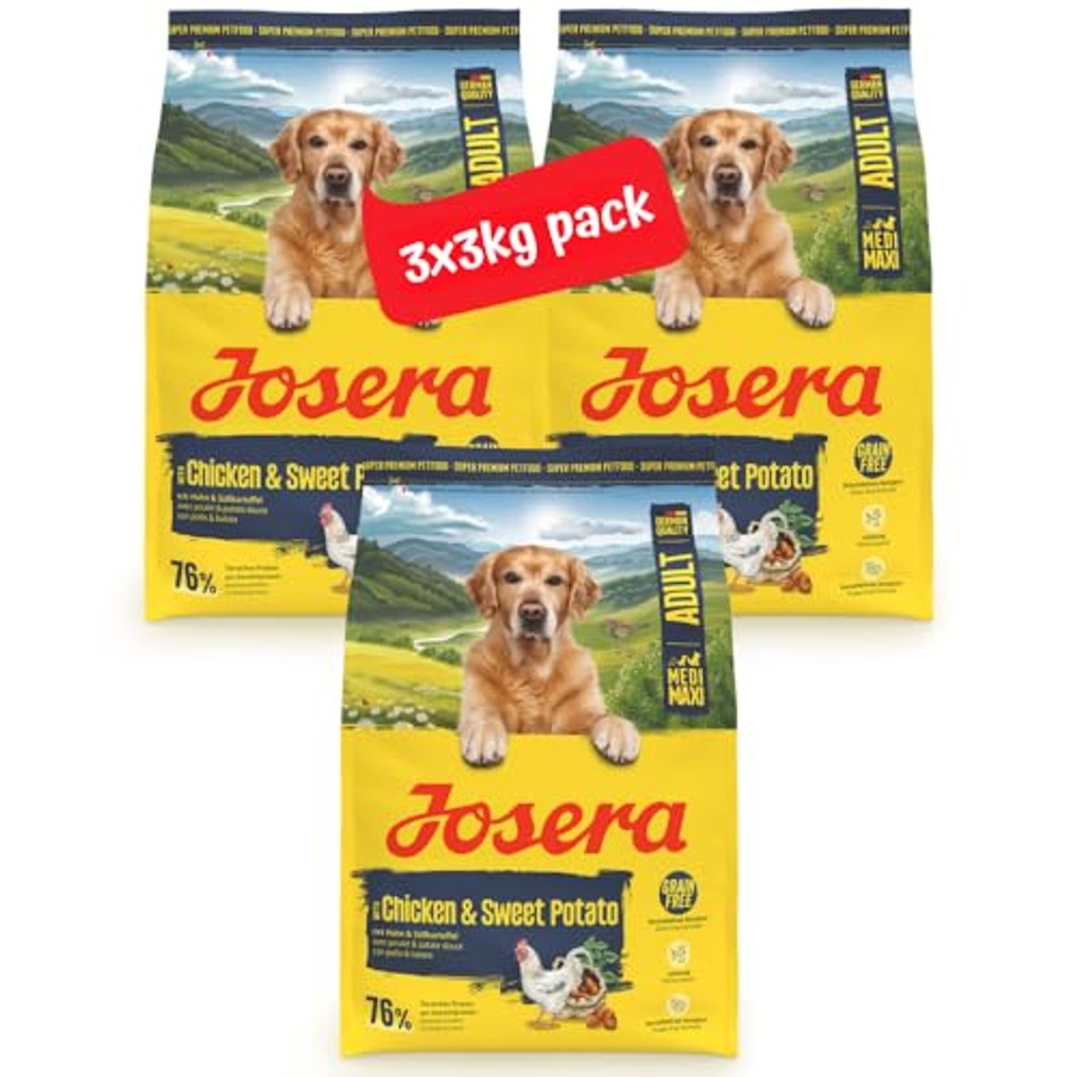 Josera Kip & Zoete Aardappel droogvoer hond 3 x 3 kg - 3-pack