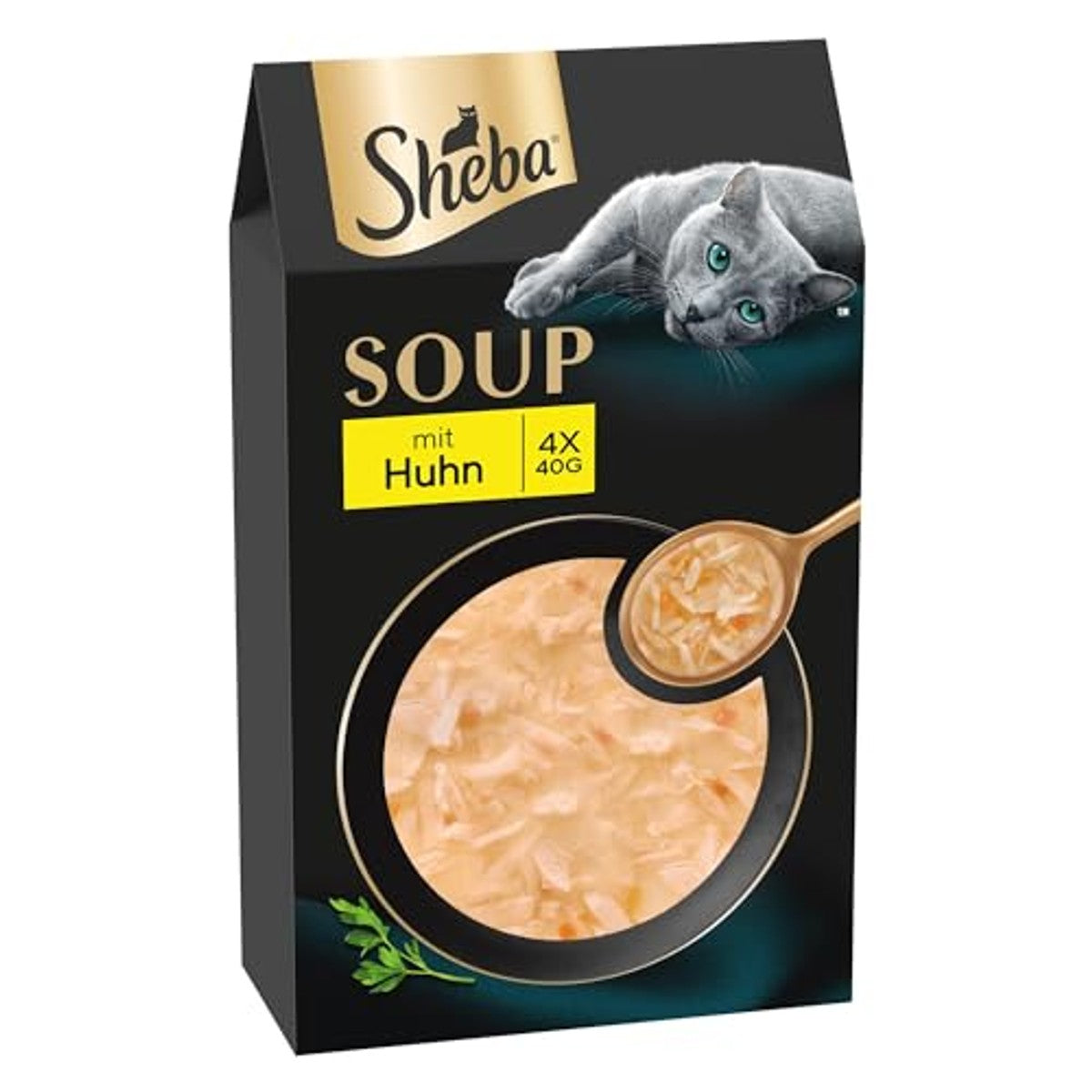 SHEBA Soup Adult natvoer voor katten, portiezakjes met kip, 10 x 4 x 40 g, verpakking van 40 stuks – Sheba