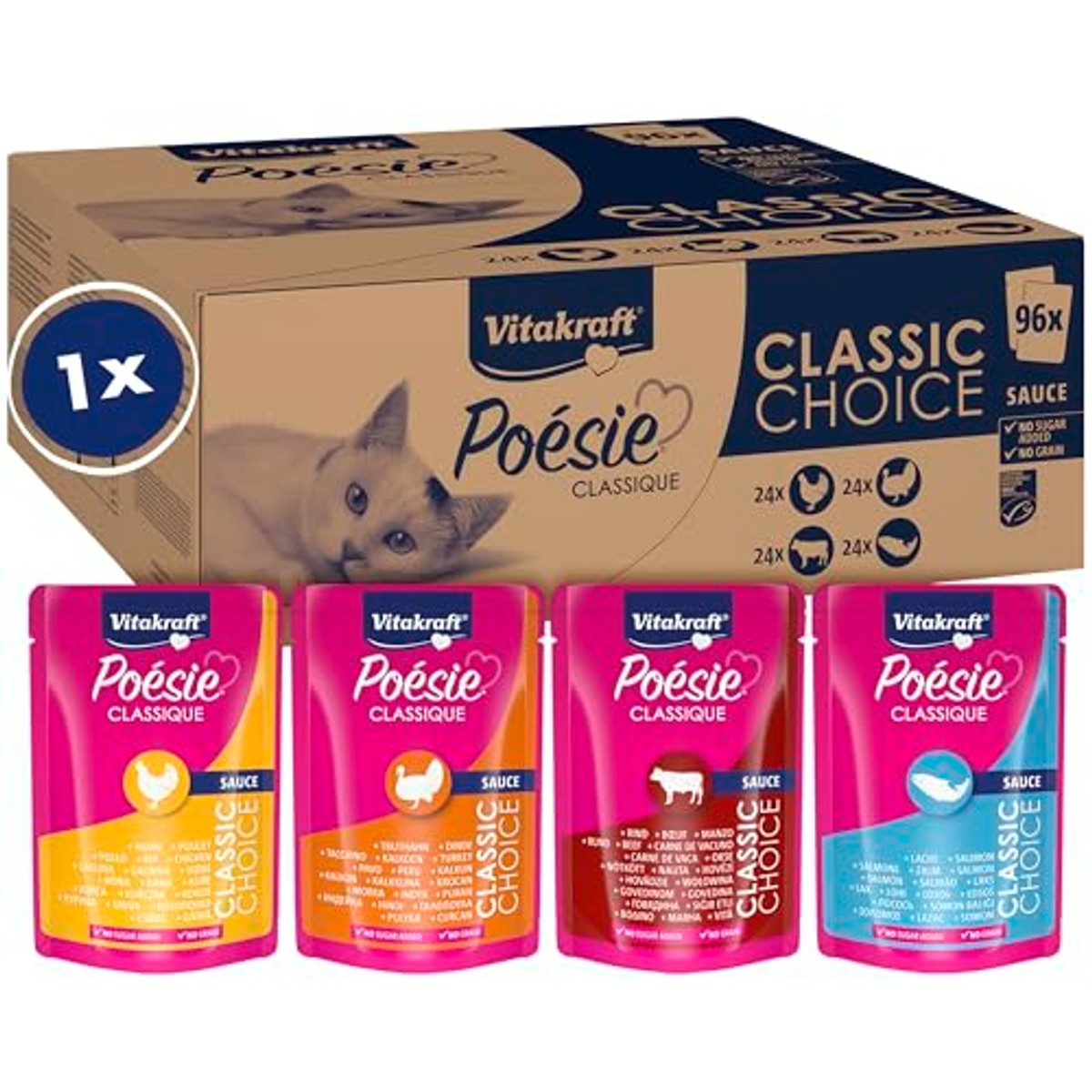 Vitakraft Poésie Classique natvoer kattenvoer gemengd 96 x 85 g - 3-pack