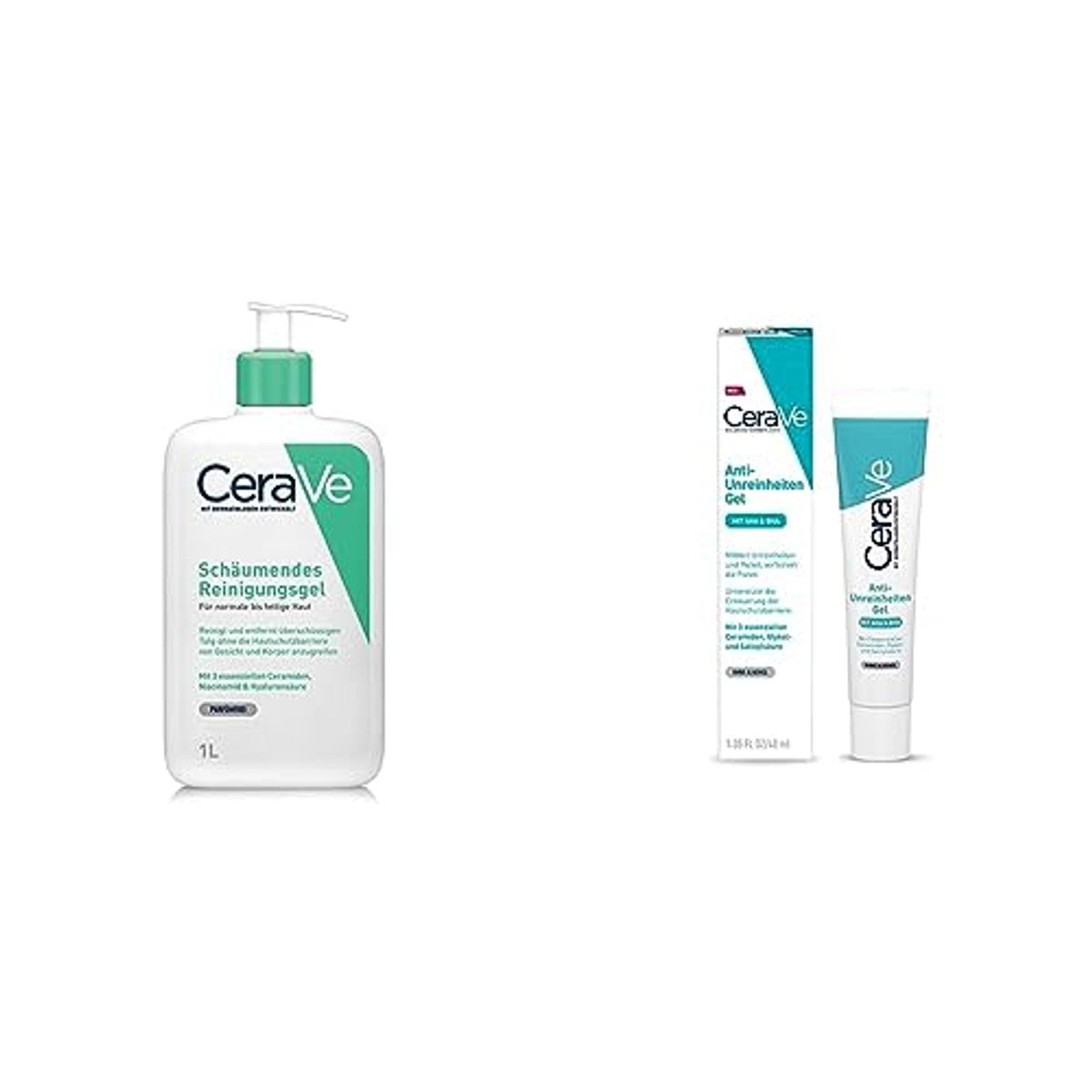CeraVe Schuimende Reinigingsgel 1 l & Anti-Onzuiverheden Gel voor het Gezicht 40 ml