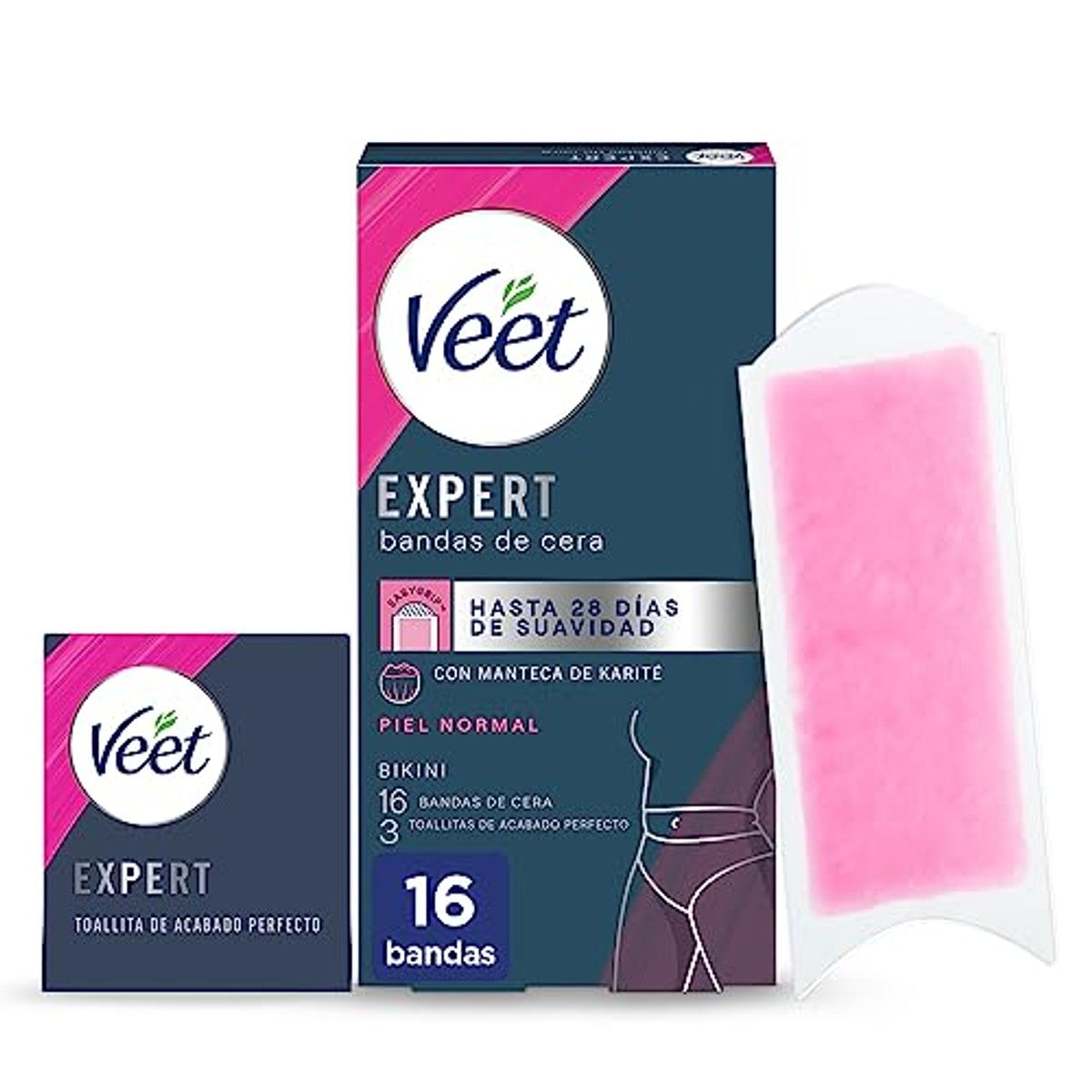 Veet Expert Ontharingsbanden Bikinilijn met karitéboter, 16 strips - 3-pack