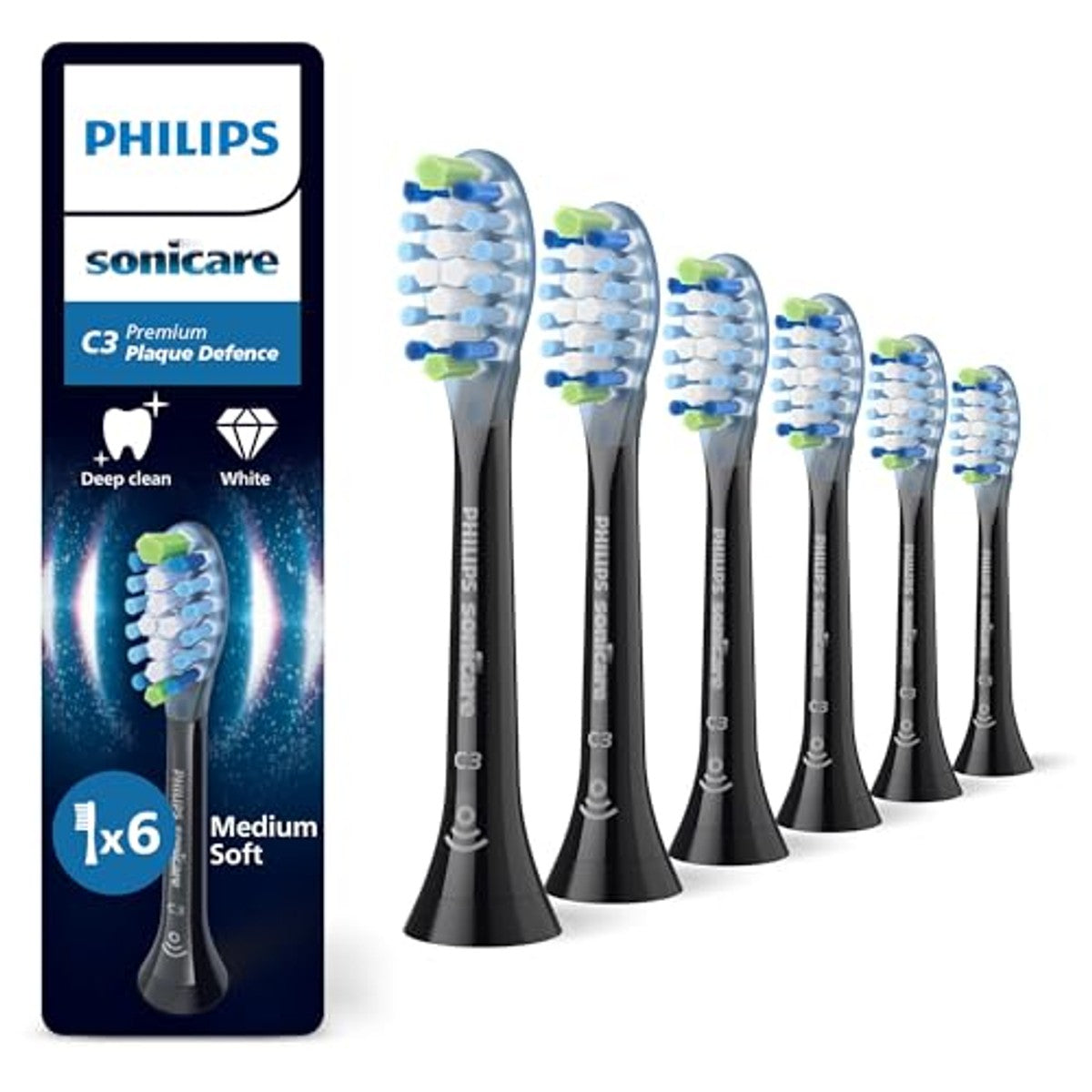 Philips Sonicare C3 Premium Plaque Defense Opzetborstels Zwart 6 stuks - 6-pack