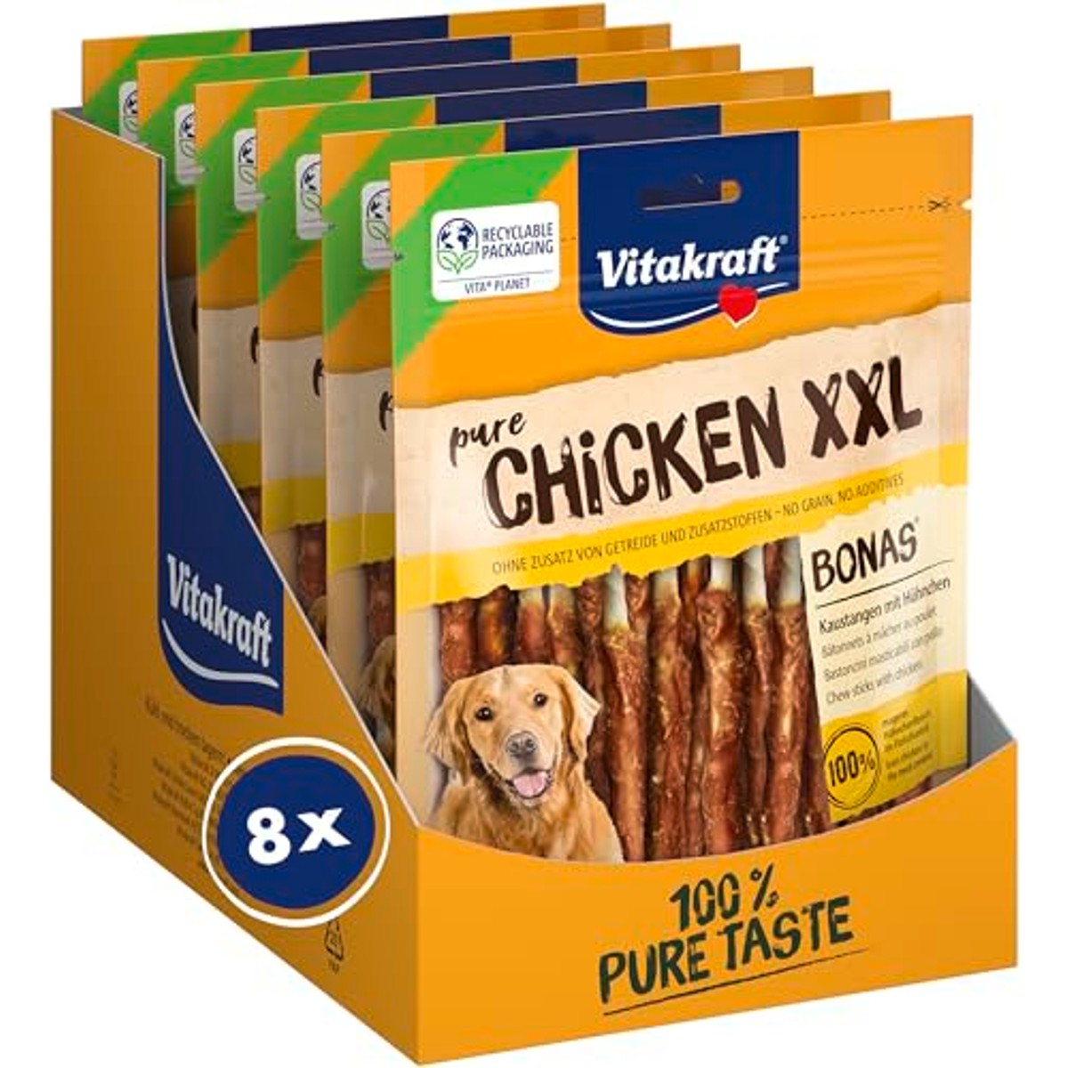 Vitakraft Pure Chicken XXL Bonas hondensnack kip 8 x 200 g - 6-pack