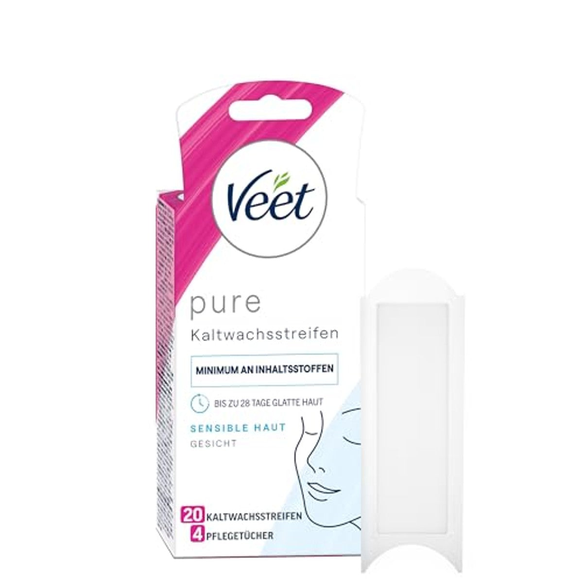 Veet Pure Kaltwachsstreifen Gesicht voor gevoelige huidück 6 x 20 st - Voordeelverpakking