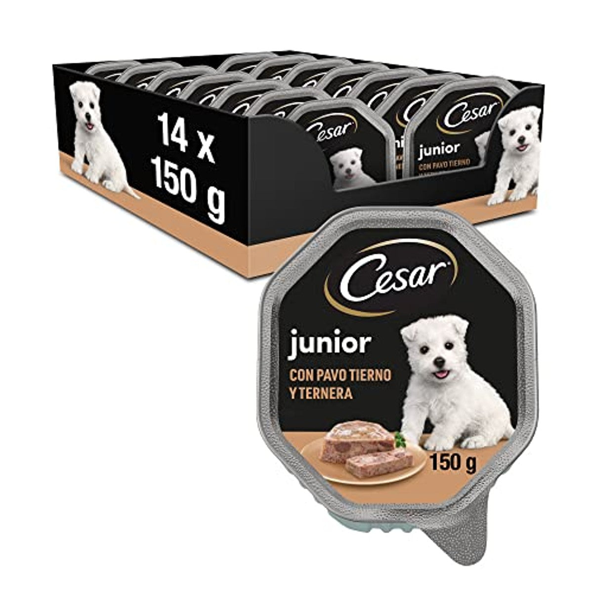 Cesar Junior hondenvoer puppy kalkoen en kalf 14 x 150 g - 6-pack