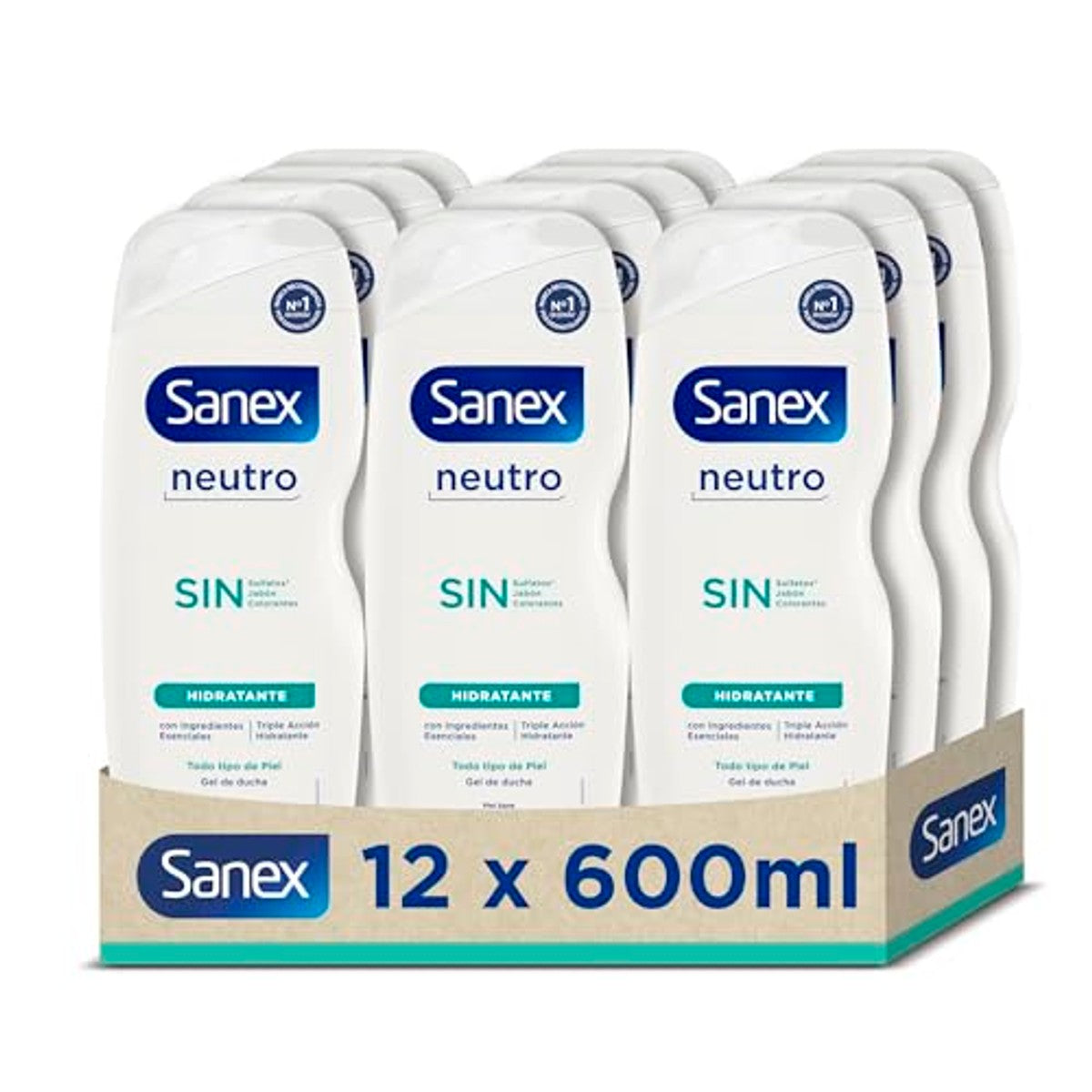 Sanex Neutrale douchegel hydraterend verpakking 12 3 x 600 ml - Voordeelverpakking