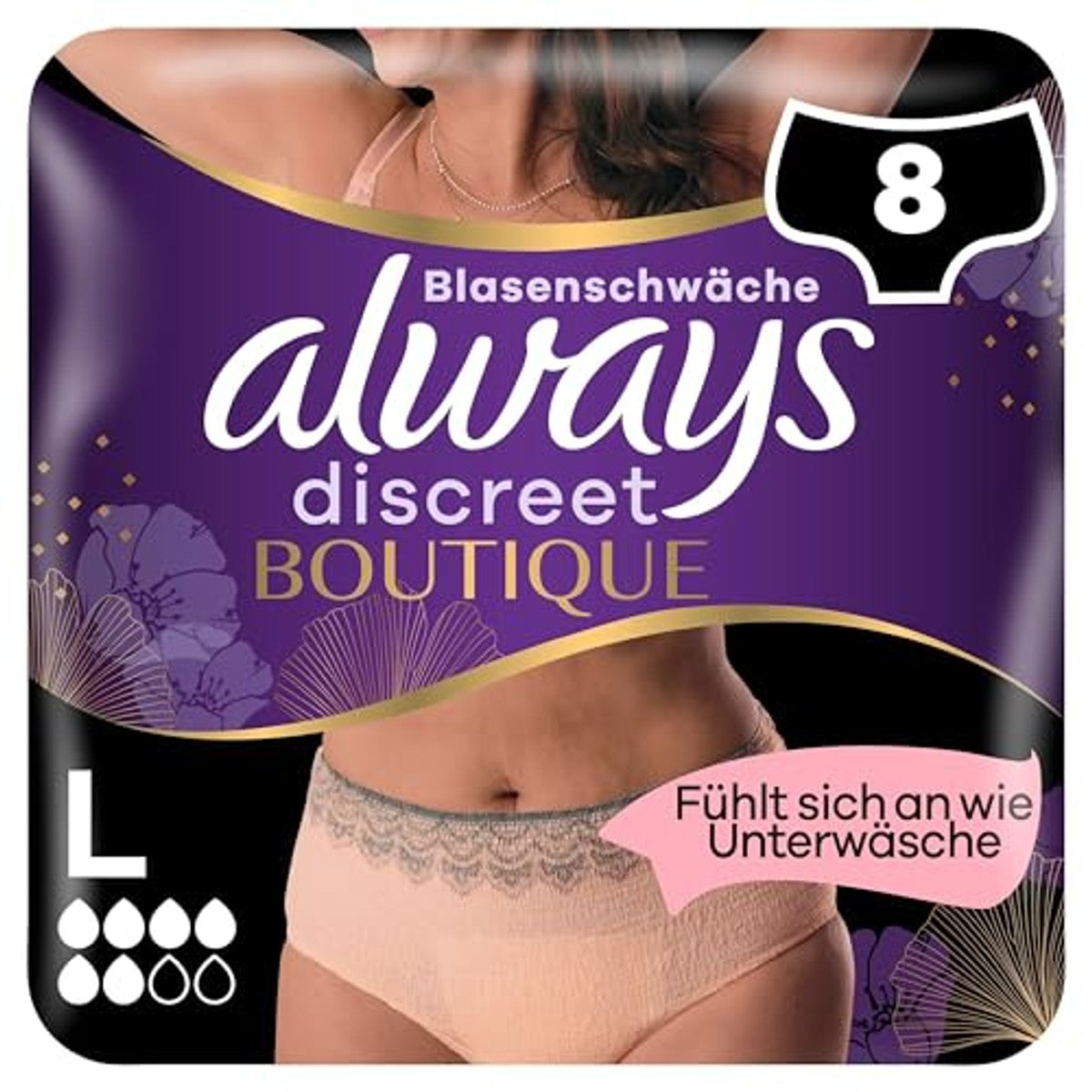 Always Discreet Boutique incontinentiebroekjes roze L 8 stuks – Procter & Gamble