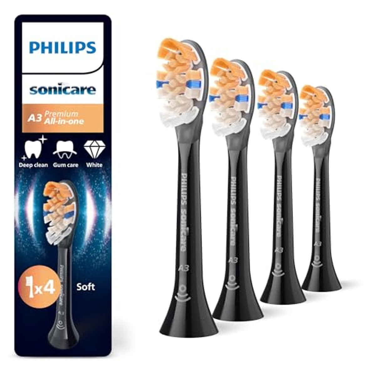 Philips Sonicare Premium All-in-One Opzetborstels Zwart 4 stuks - 6-pack