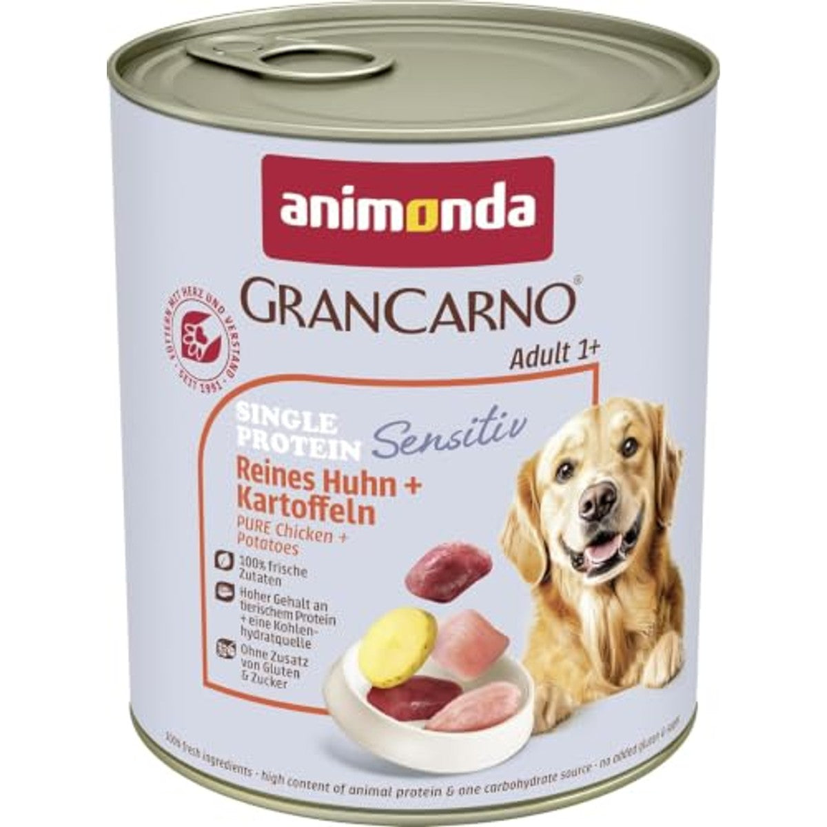animonda Gran carno Hondenvoer Sensitive Adult zuiver kip + aardappelen, 6-delige Pack – Grancarno