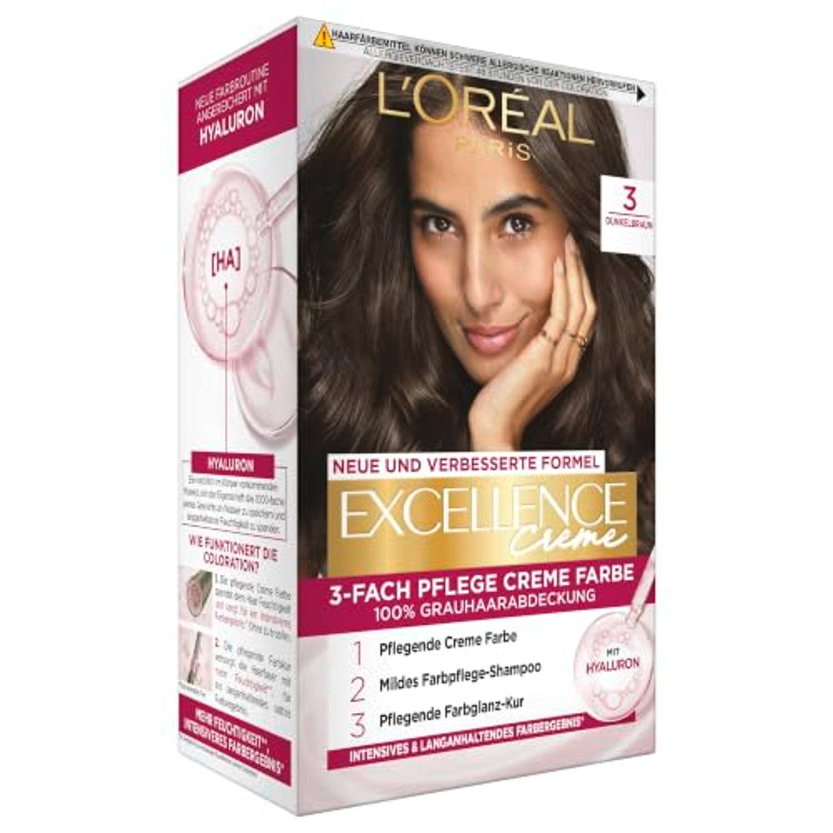 L'Oréal Paris Excellence Crème 3 donkerbruin 3 x 268 g – L'Oréal Paris