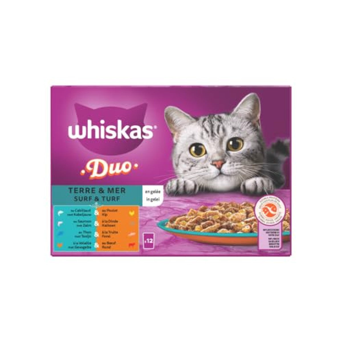 Whiskas Duo Land & Zee natvoer kattenvoer 12 x 85 g - 3-pack