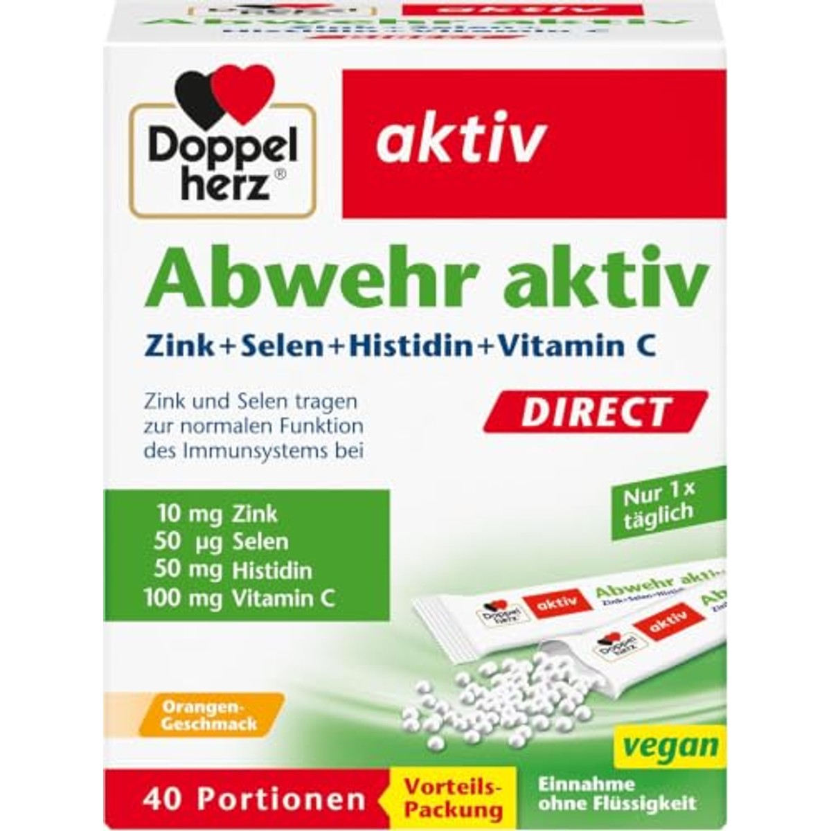Doppelherz Afweer Actief Direct Sinaasappelsmaak 40 porties - 3-pack