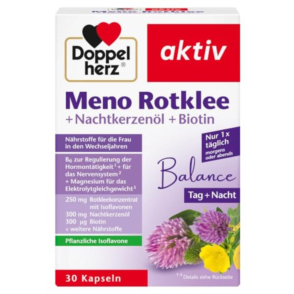 Doppelherz Meno Rode Klaver + Teunisbloemolie + Biotine 30 Capsules - 6-pack