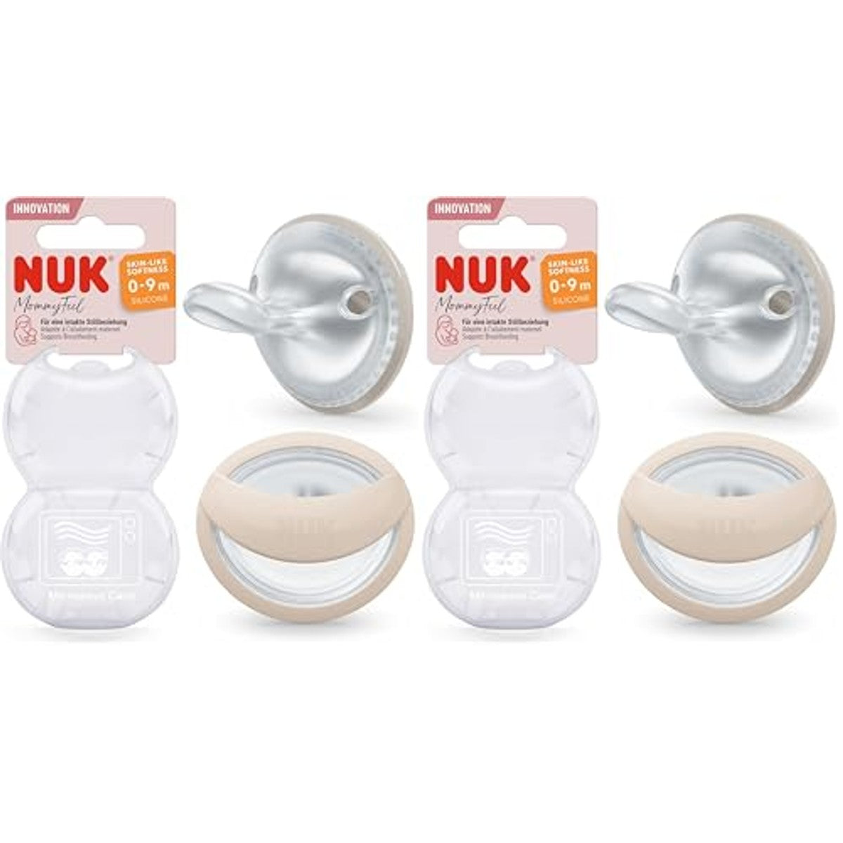 NUK MommyFeel Fopspeen 0-9 maanden greige & zandsteen, 2 stuks – NUK