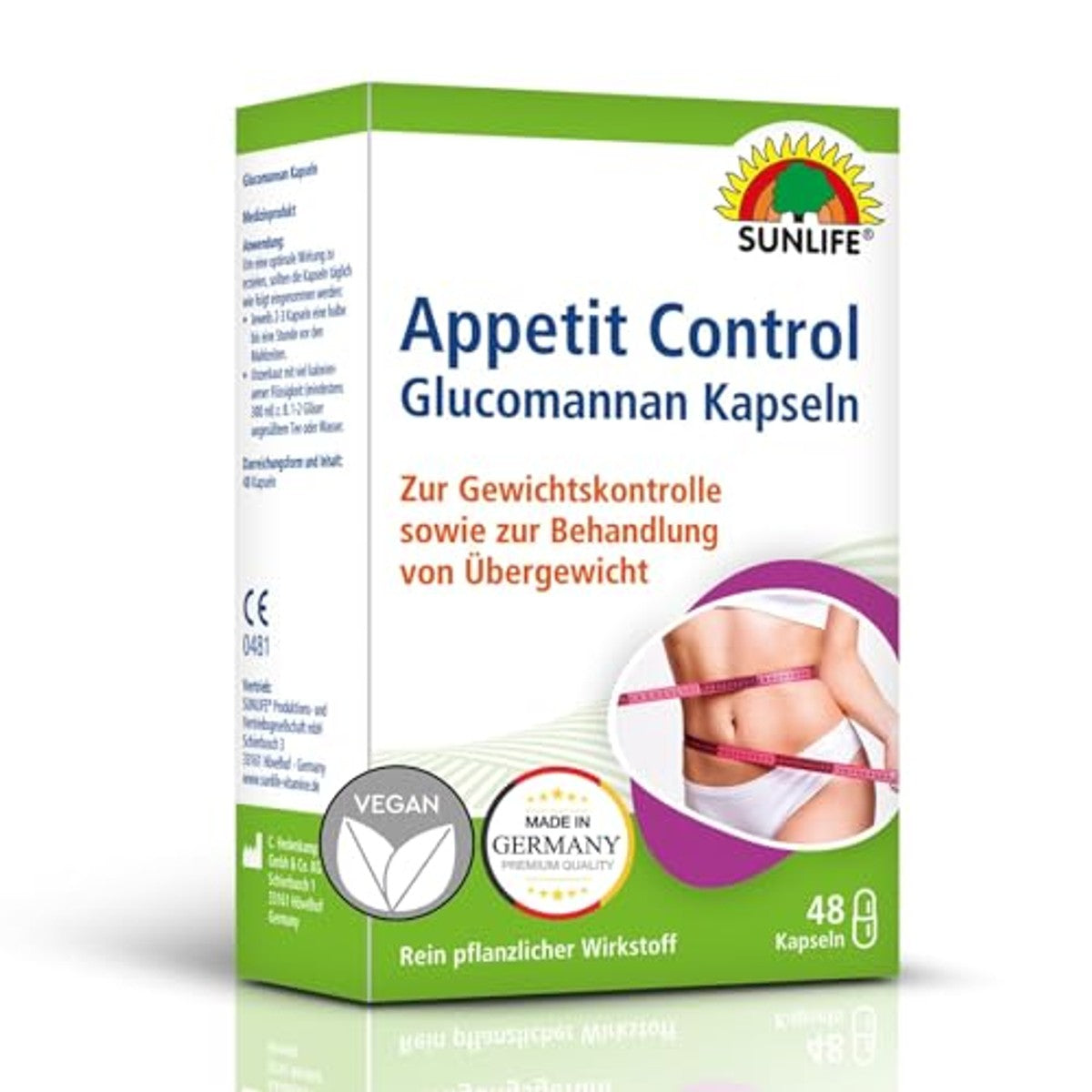 Sunlife Apetit Control Capsules Glucomannan 400 mg 1 x 48 Stuks - 6-pack