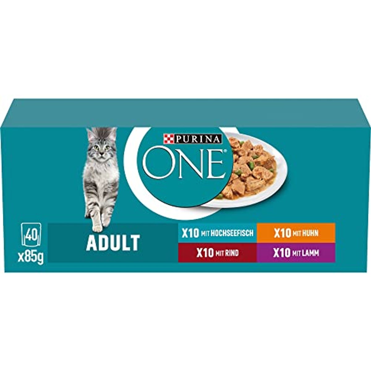 PURINA ONE Adult kattenvoer nat, rassenmix, 40 stuks (40 x 85 g) – PURINA ONE