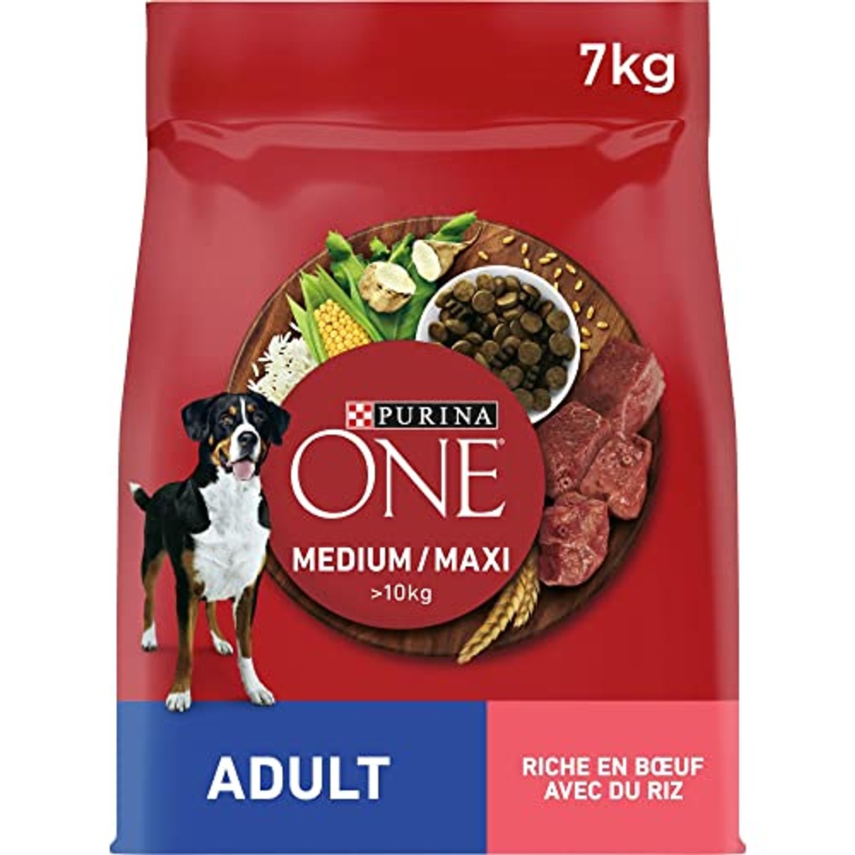 PURINA ONE Medium/Maxi Adult hondenvoer rundvlees 7 kg - 3-pack