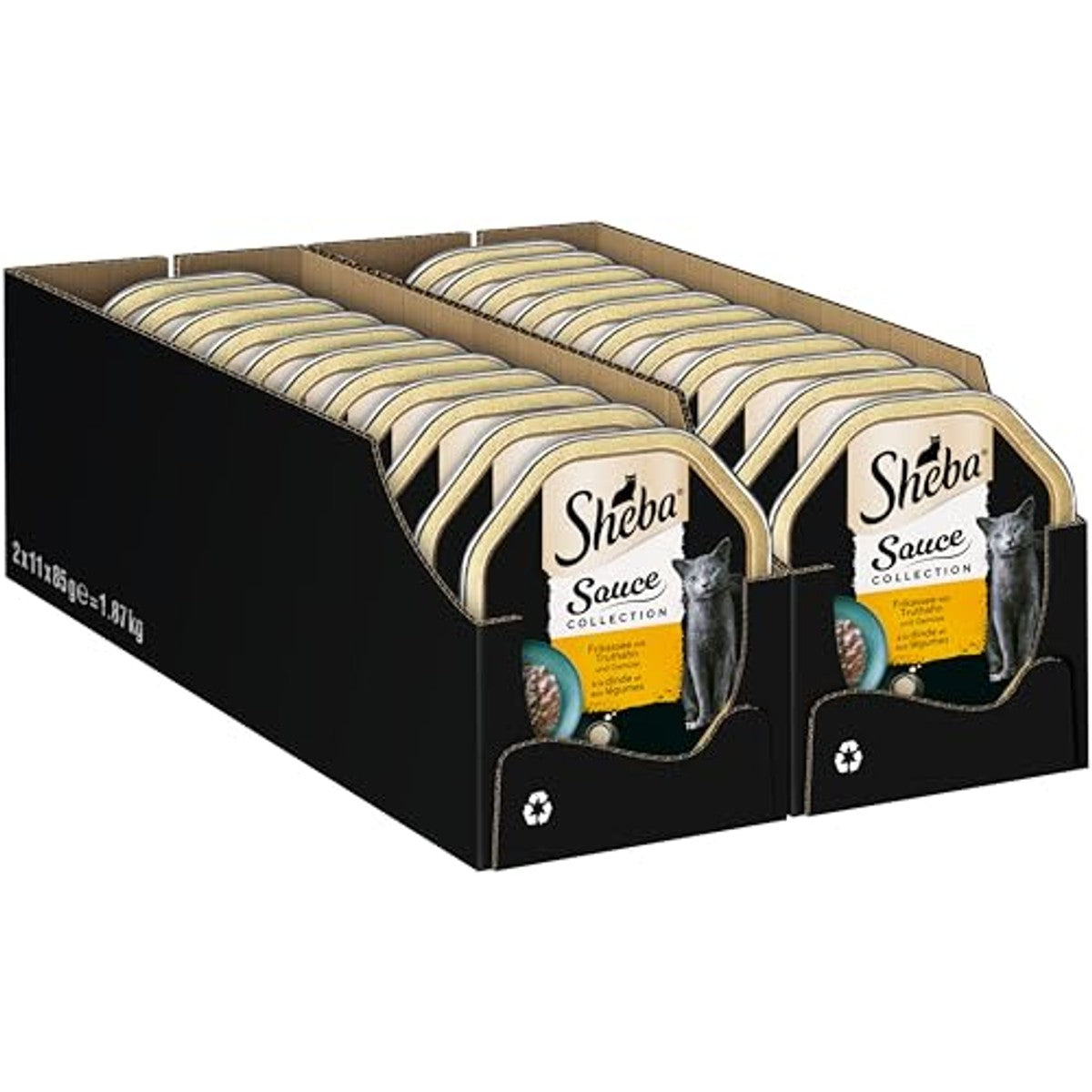 Sheba Sauce Collection natvoer kattenvoer kalkoen en groenten 2 x 11 x 85 g - 3-pack