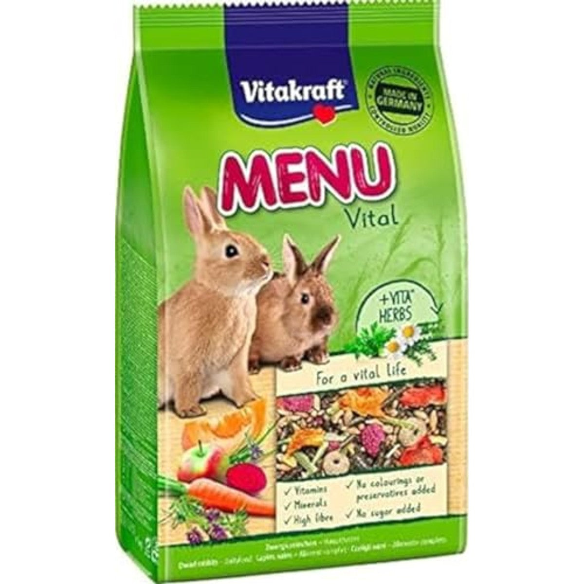 Vitakraft Menu Vital knaagdiervoer dwergkonijn 1 x 1 kg - 3-pack