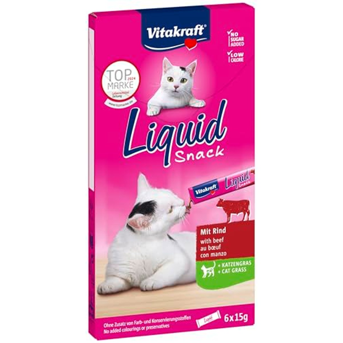 Vitakraft kattensnack rundvlees en kattengras 6 x 15 g - 3-pack