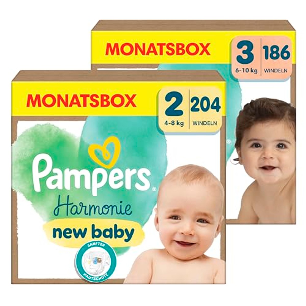 Pampers Harmonie Maandsbox maat 2 + maat 3 (186 stuks) 3 x 204 stuks - Voordeelverpakking