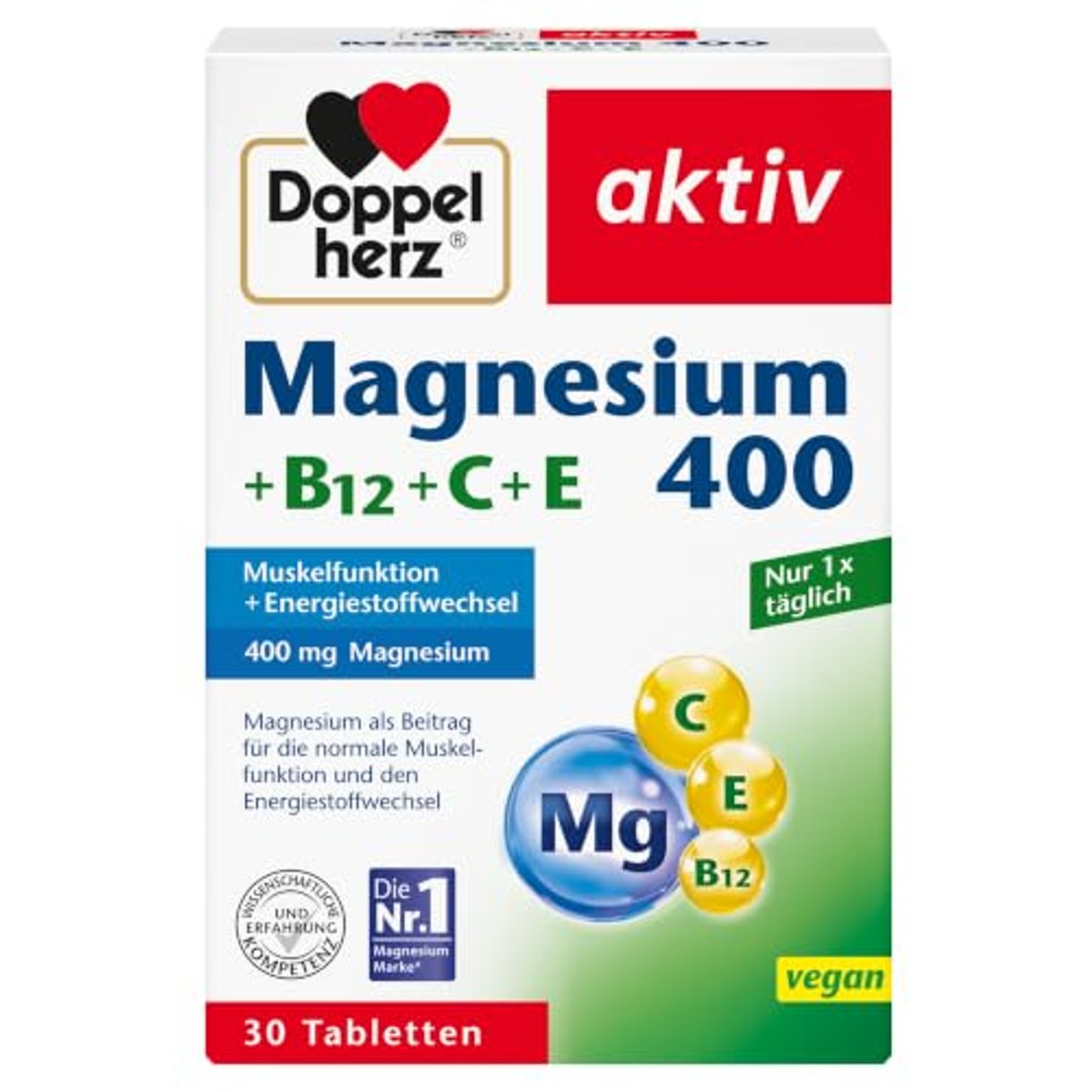 Doppelherz Magnesium 400 + B12 + C + E 30 Tabletten - 6-pack