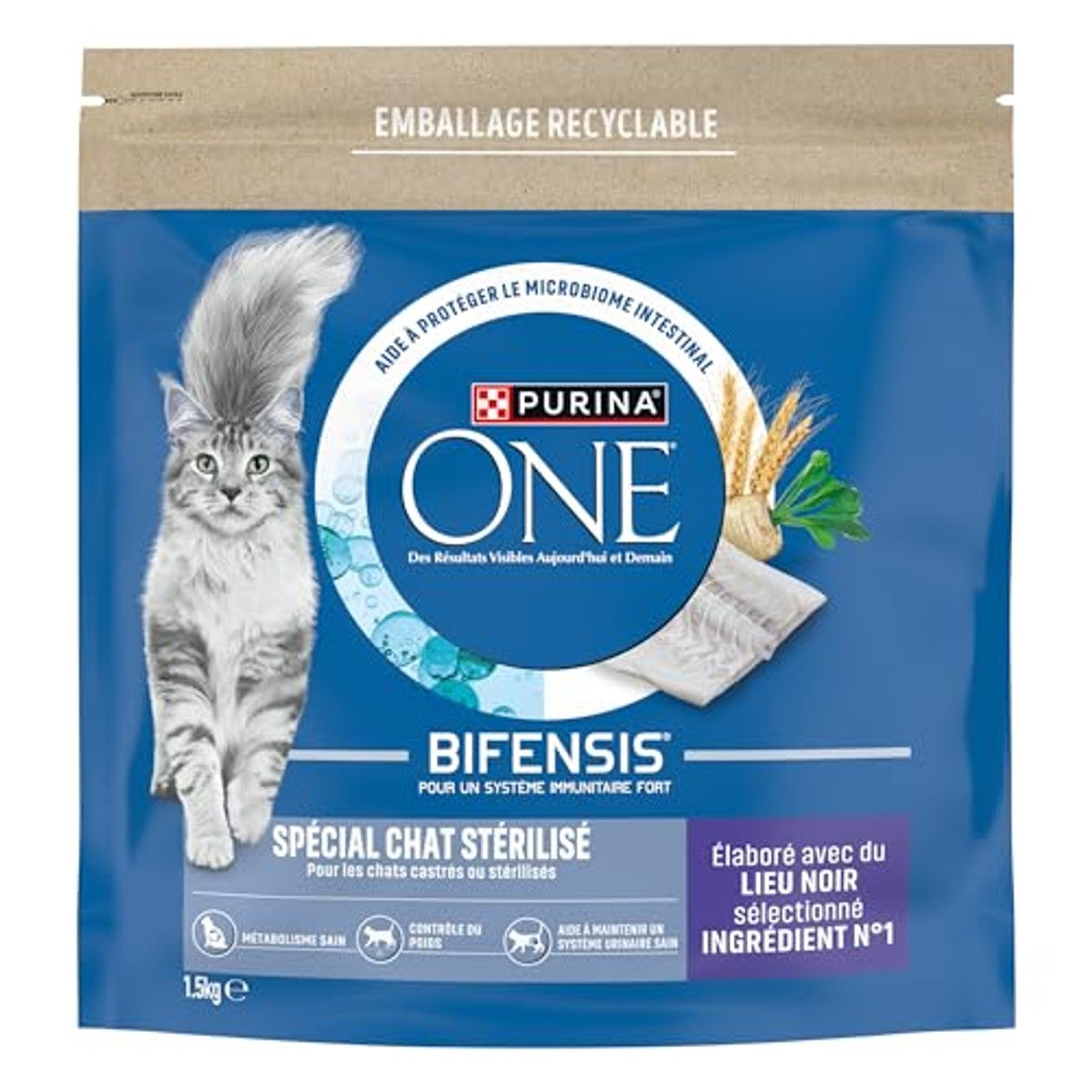 PURINA ONE Speciaal Gesteriliseerd droogvoer kat zwarte ruimte 1,5 kg - 6-pack