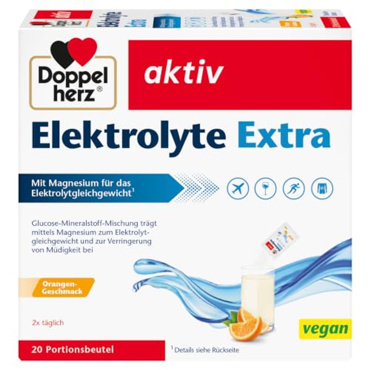 Doppelherz Elektrolyten Extra met Sinaasappelsmaak 20 Portiezakken - 3-pack