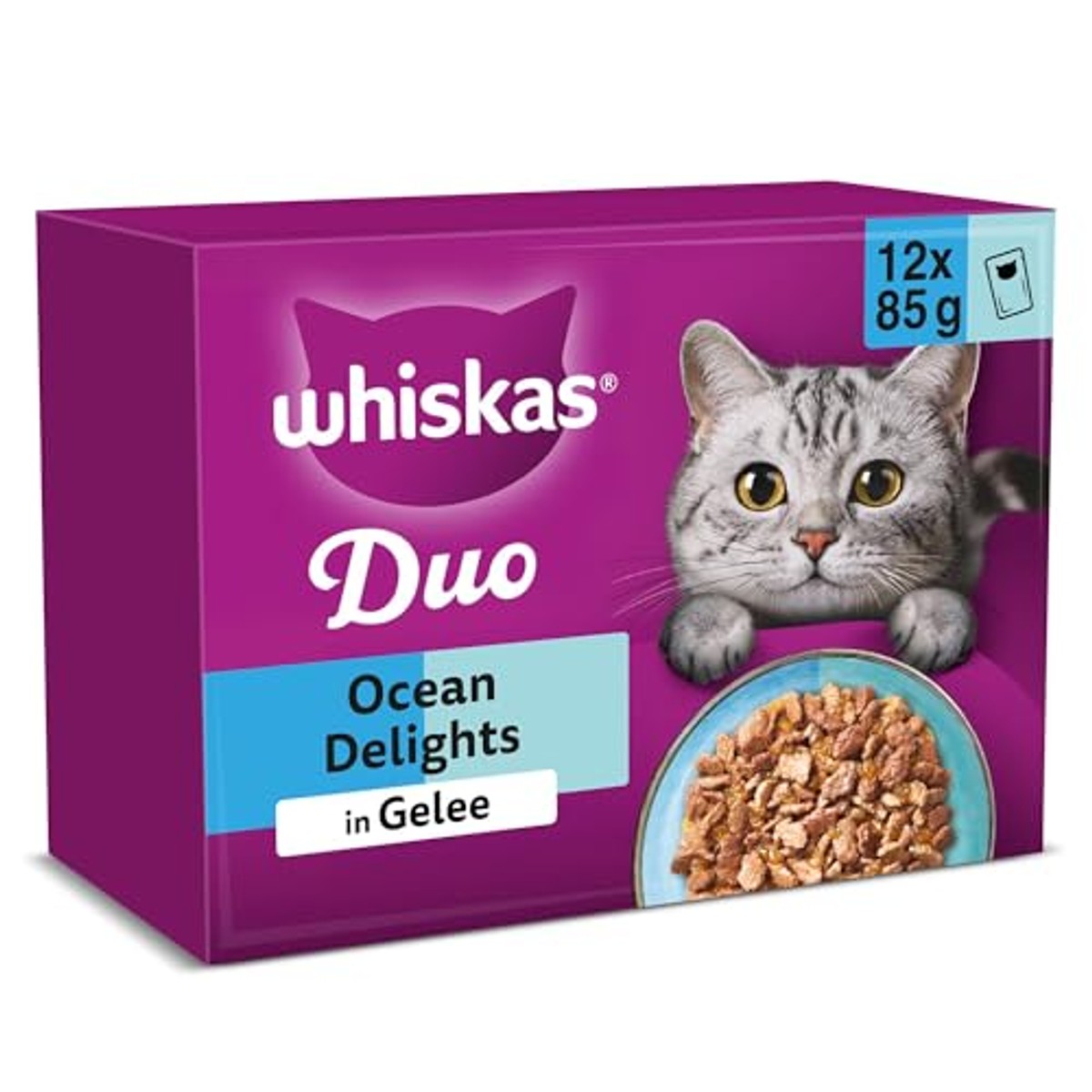 WHISKAS Ocean Delights Duo natvoer in gelei voor katten 12 x 85 g – whiskas