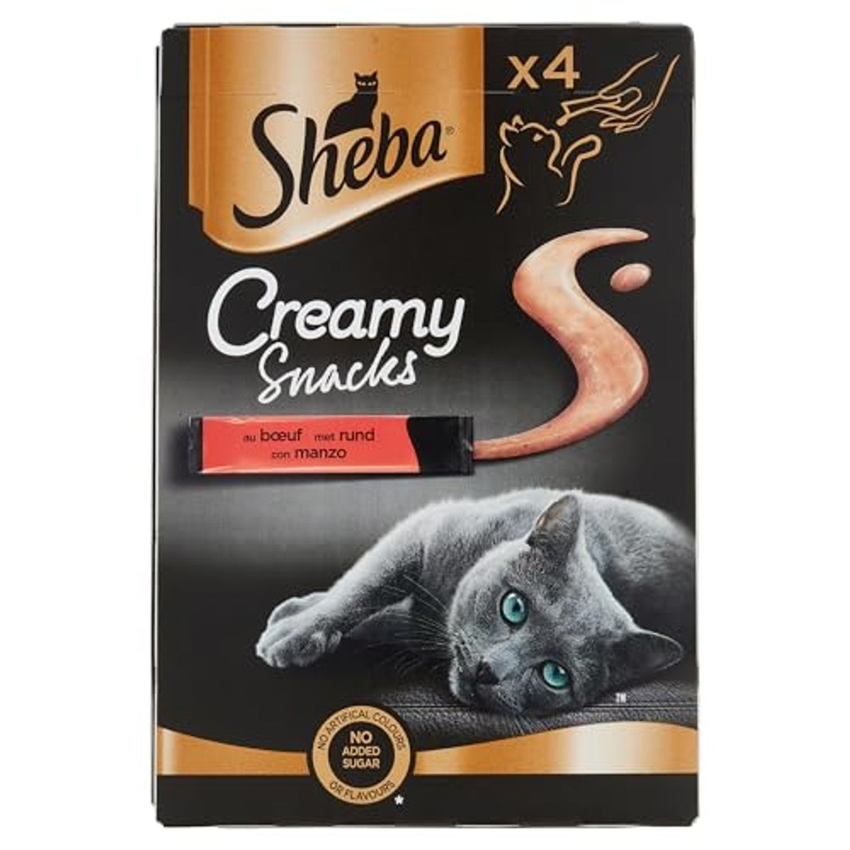 Sheba Creamy Snacks kattensnack rundvlees 4 x 12 g - 3-pack
